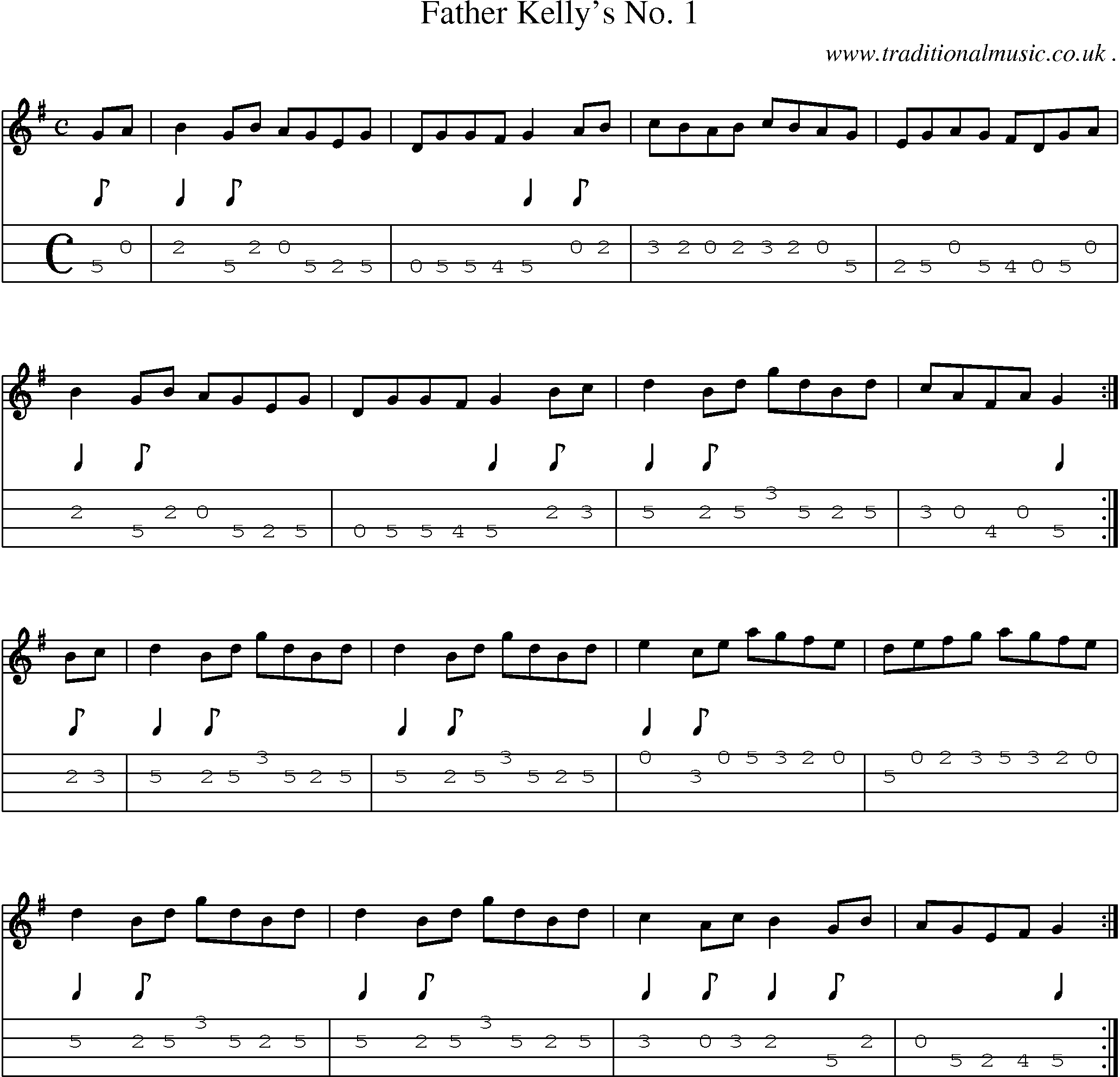 Sheet-Music and Mandolin Tabs for Father Kellys No 1