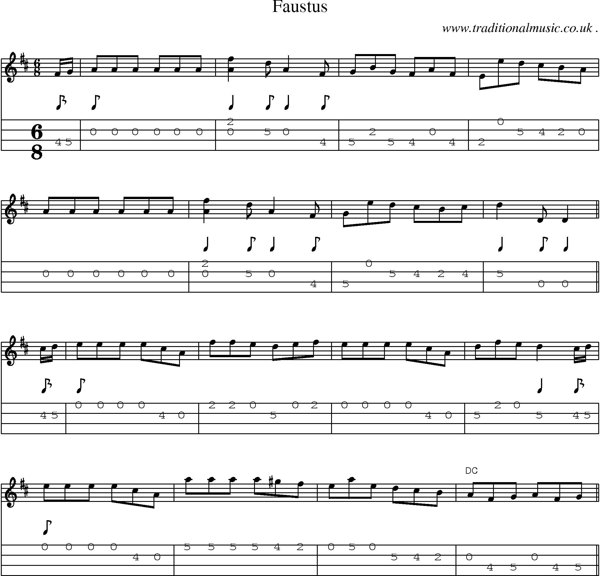 Sheet-Music and Mandolin Tabs for Faustus