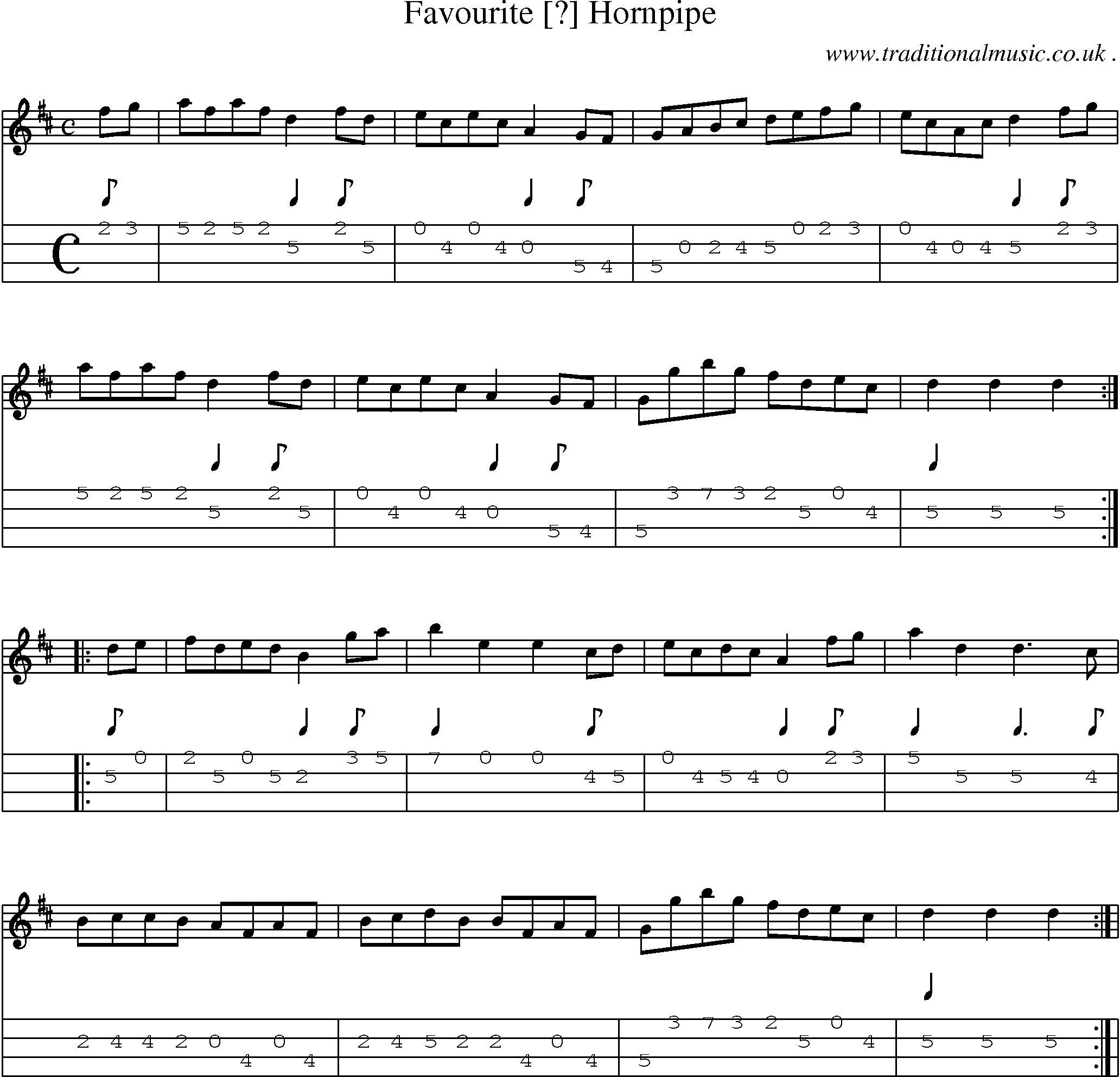 Sheet-Music and Mandolin Tabs for Favourite  Hornpipe