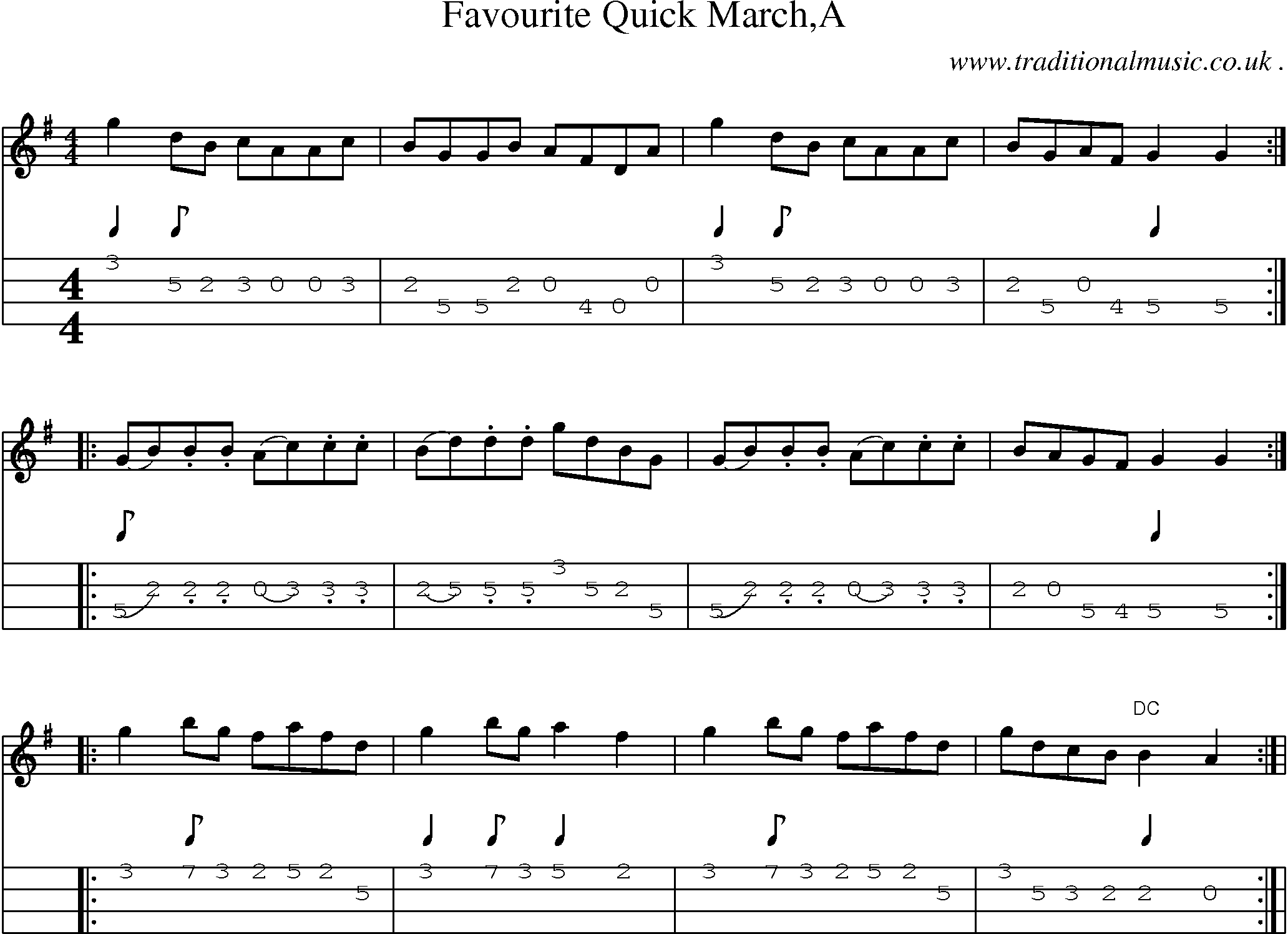 Sheet-Music and Mandolin Tabs for Favourite Quick Marcha