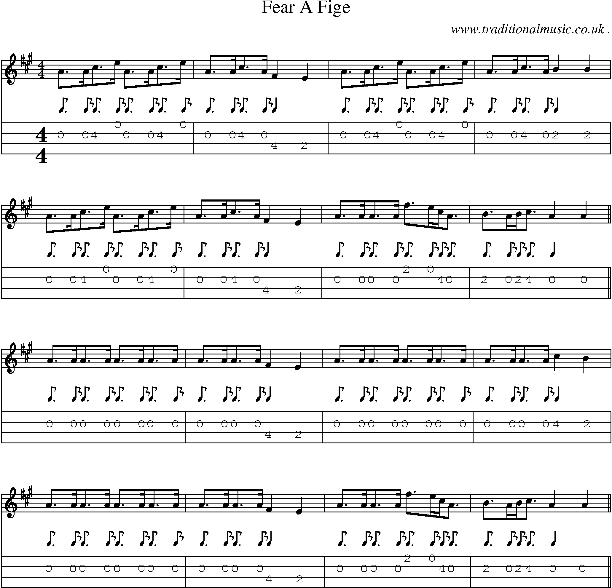 Sheet-Music and Mandolin Tabs for Fear A Fige