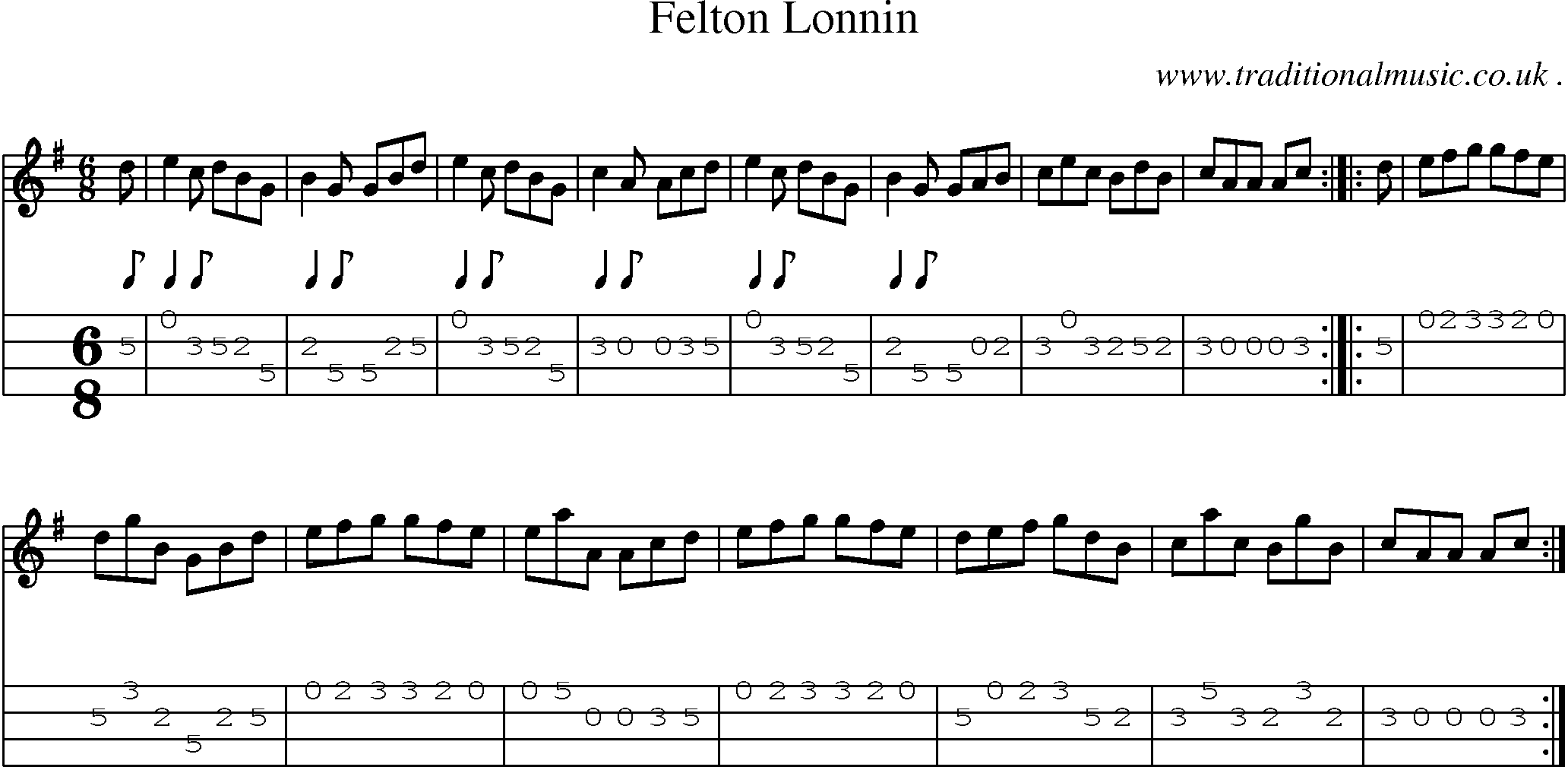 Sheet-Music and Mandolin Tabs for Felton Lonnin