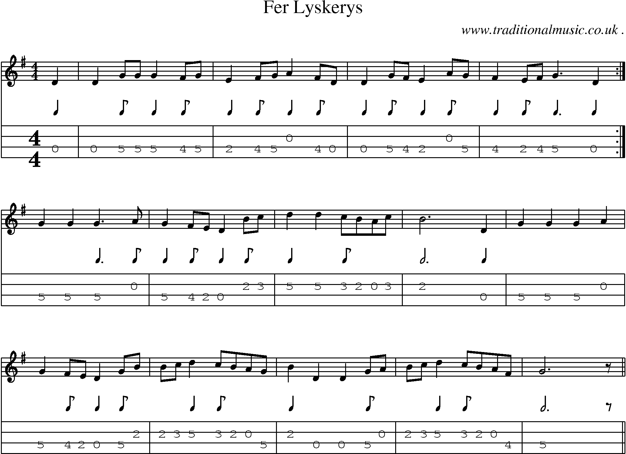 Sheet-Music and Mandolin Tabs for Fer Lyskerys