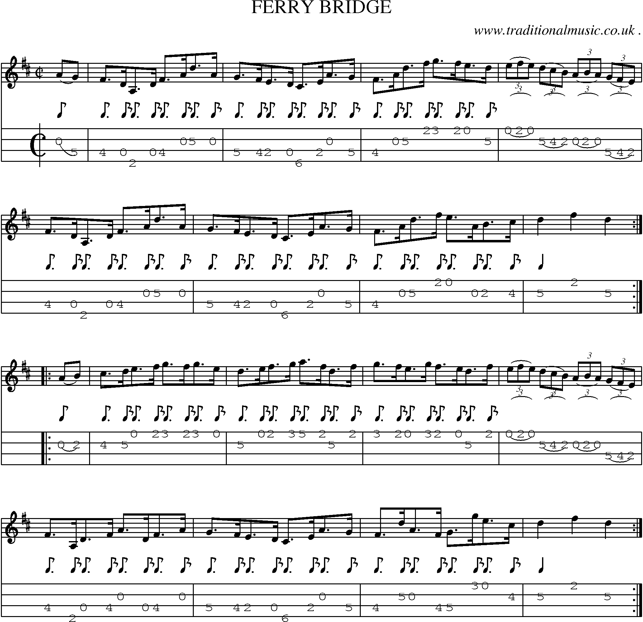 Sheet-Music and Mandolin Tabs for Ferry Bridge