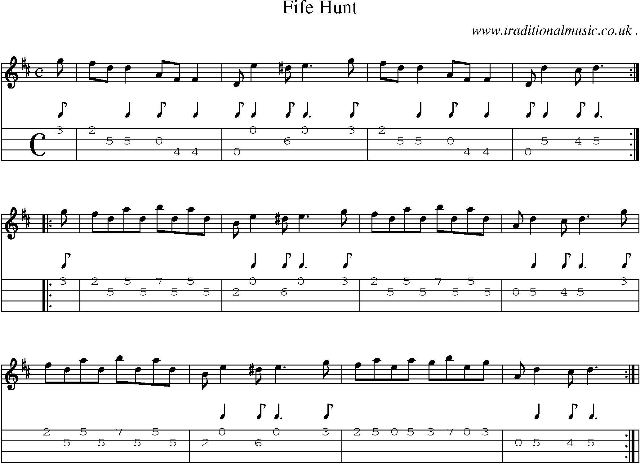 Sheet-Music and Mandolin Tabs for Fife Hunt