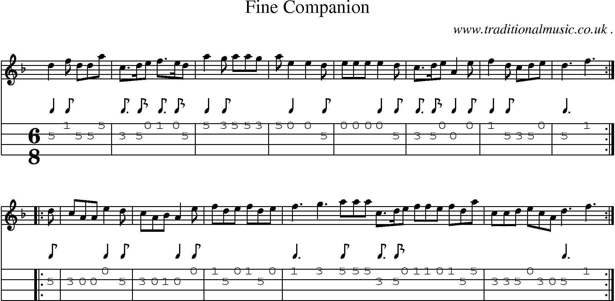 Sheet-Music and Mandolin Tabs for Fine Companion