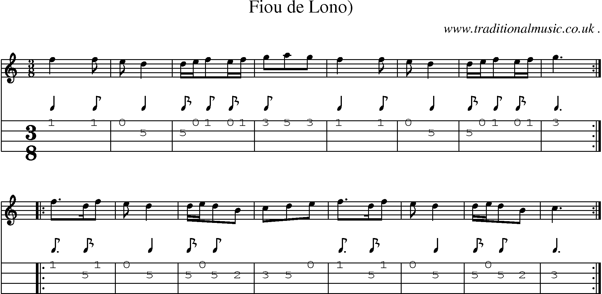 Sheet-Music and Mandolin Tabs for Fiou De Lono)