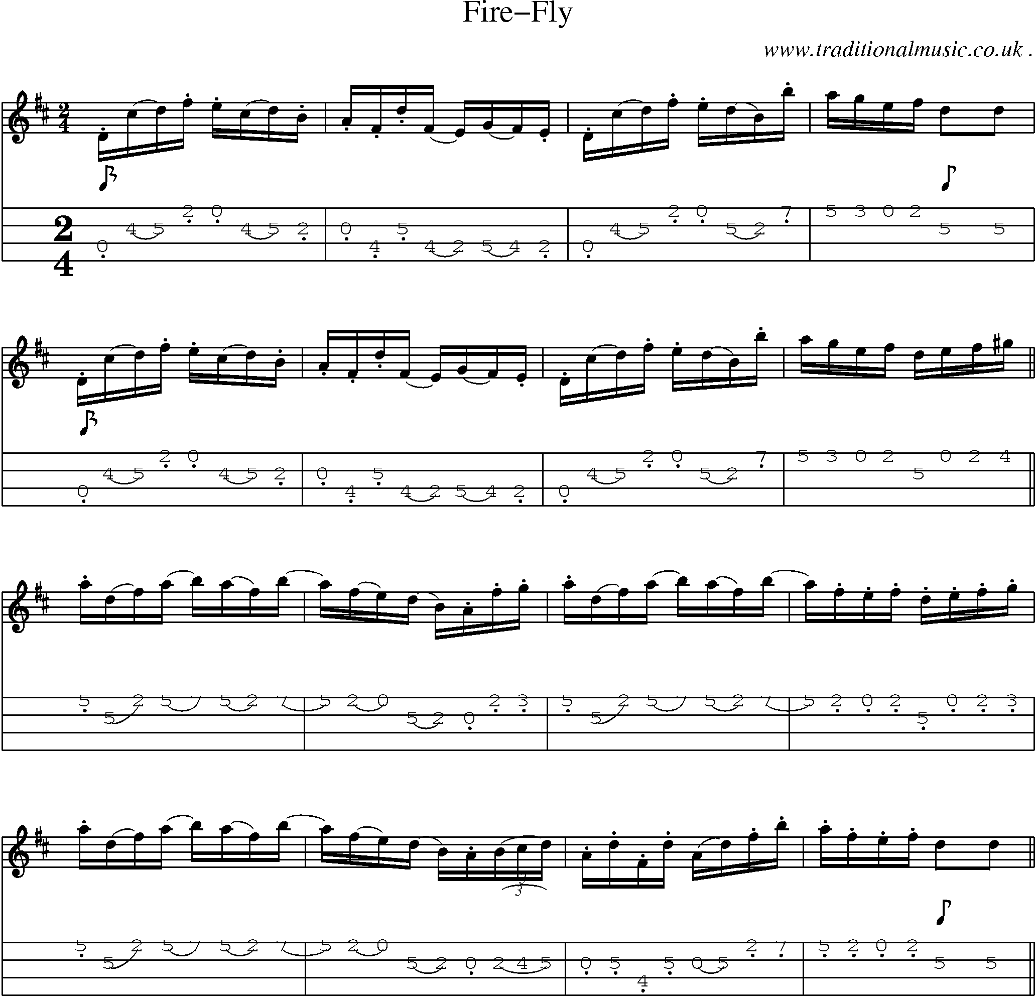 Sheet-Music and Mandolin Tabs for Fire-fly