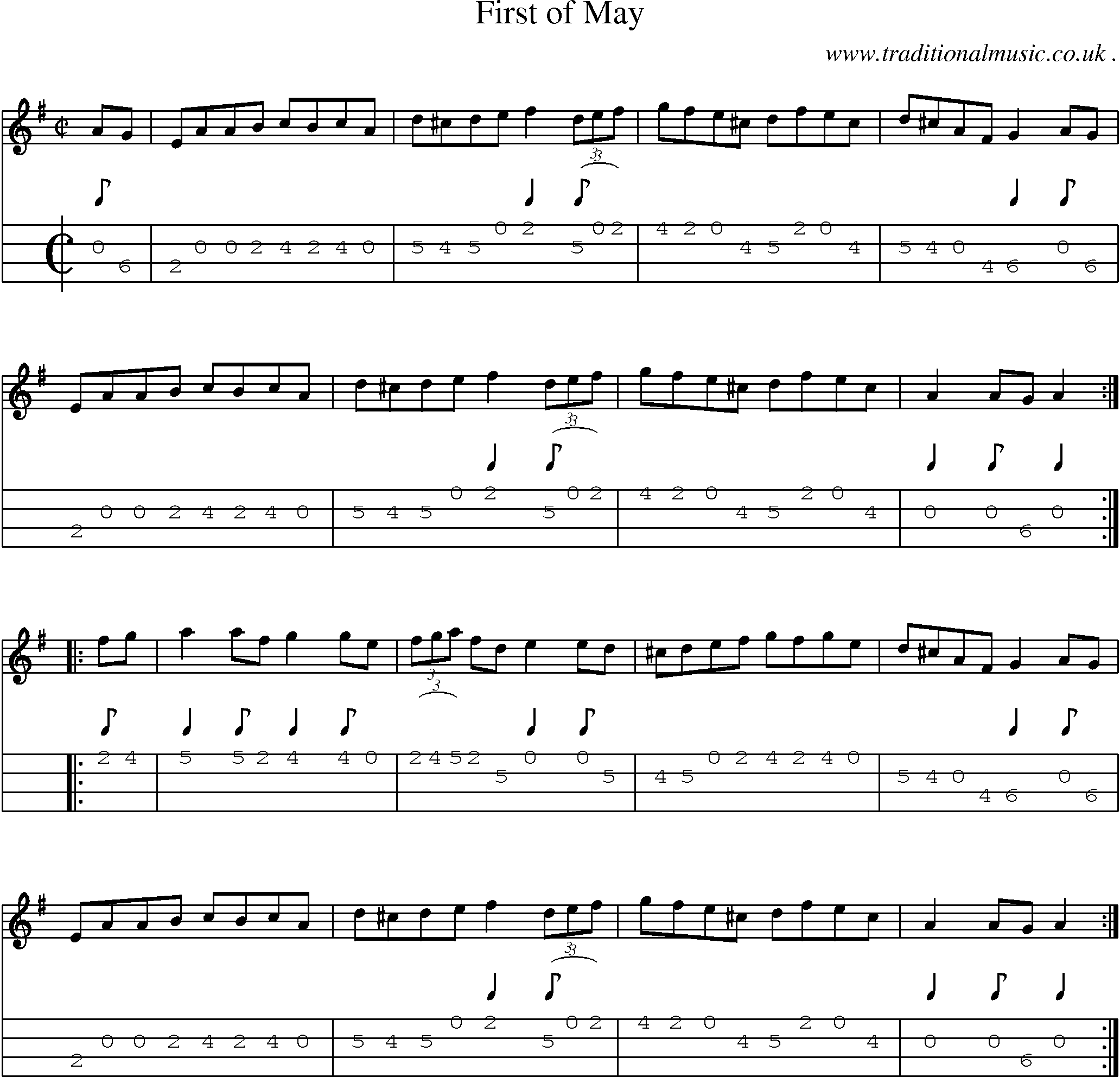 Sheet-Music and Mandolin Tabs for First Of May