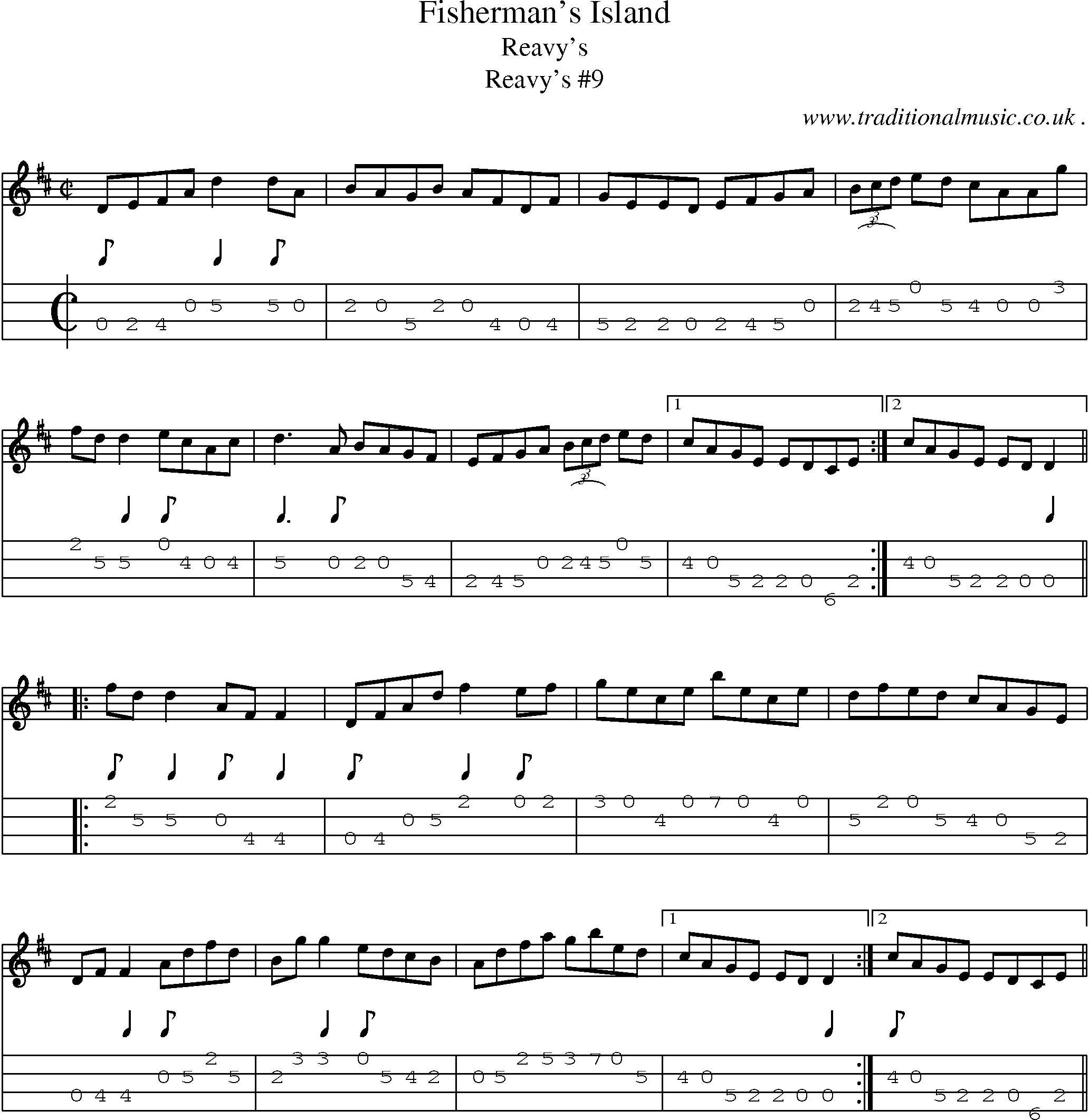 Sheet-Music and Mandolin Tabs for Fishermans Island