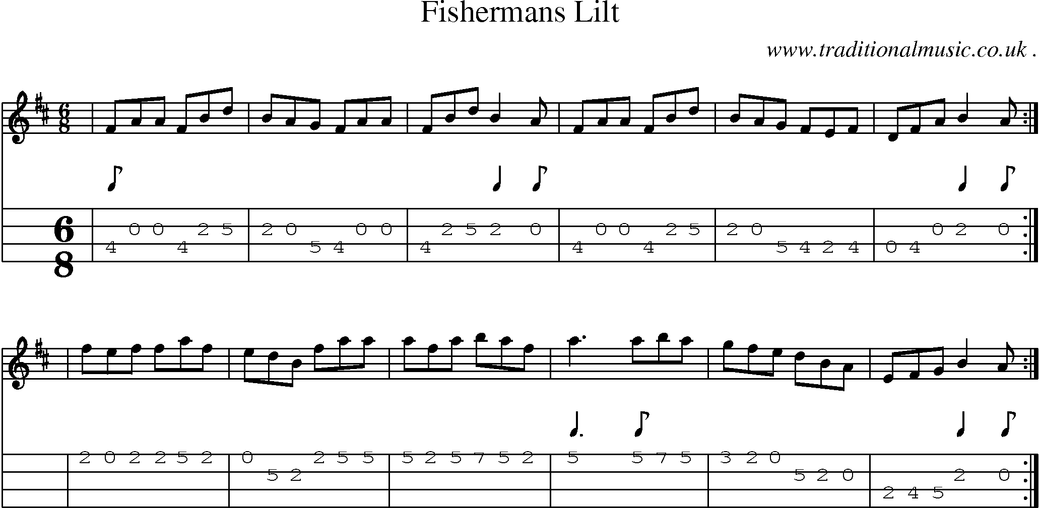 Sheet-Music and Mandolin Tabs for Fishermans Lilt