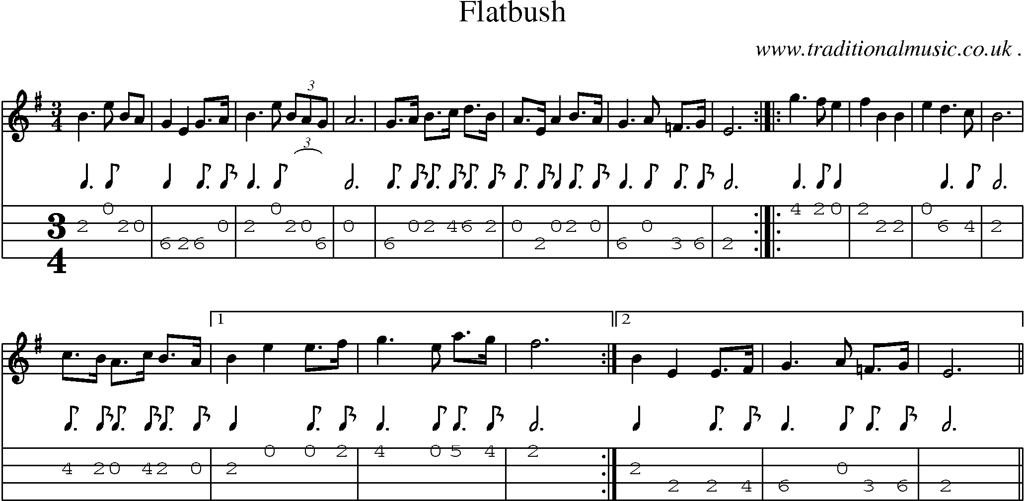 Sheet-Music and Mandolin Tabs for Flatbush