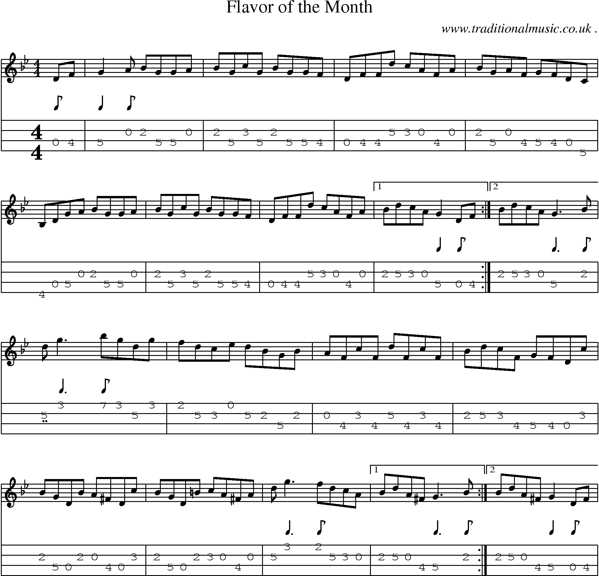 Sheet-Music and Mandolin Tabs for Flavor Of The Month