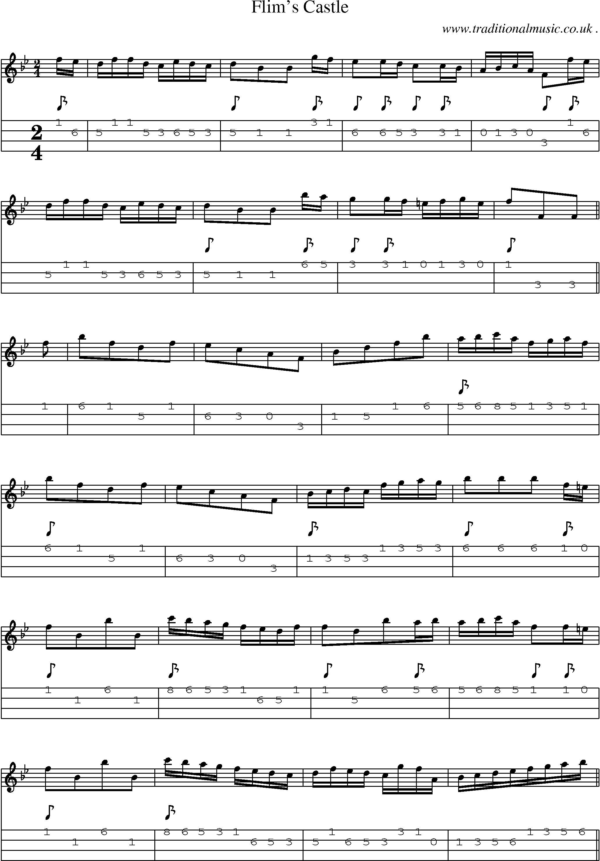 Sheet-Music and Mandolin Tabs for Flims Castle