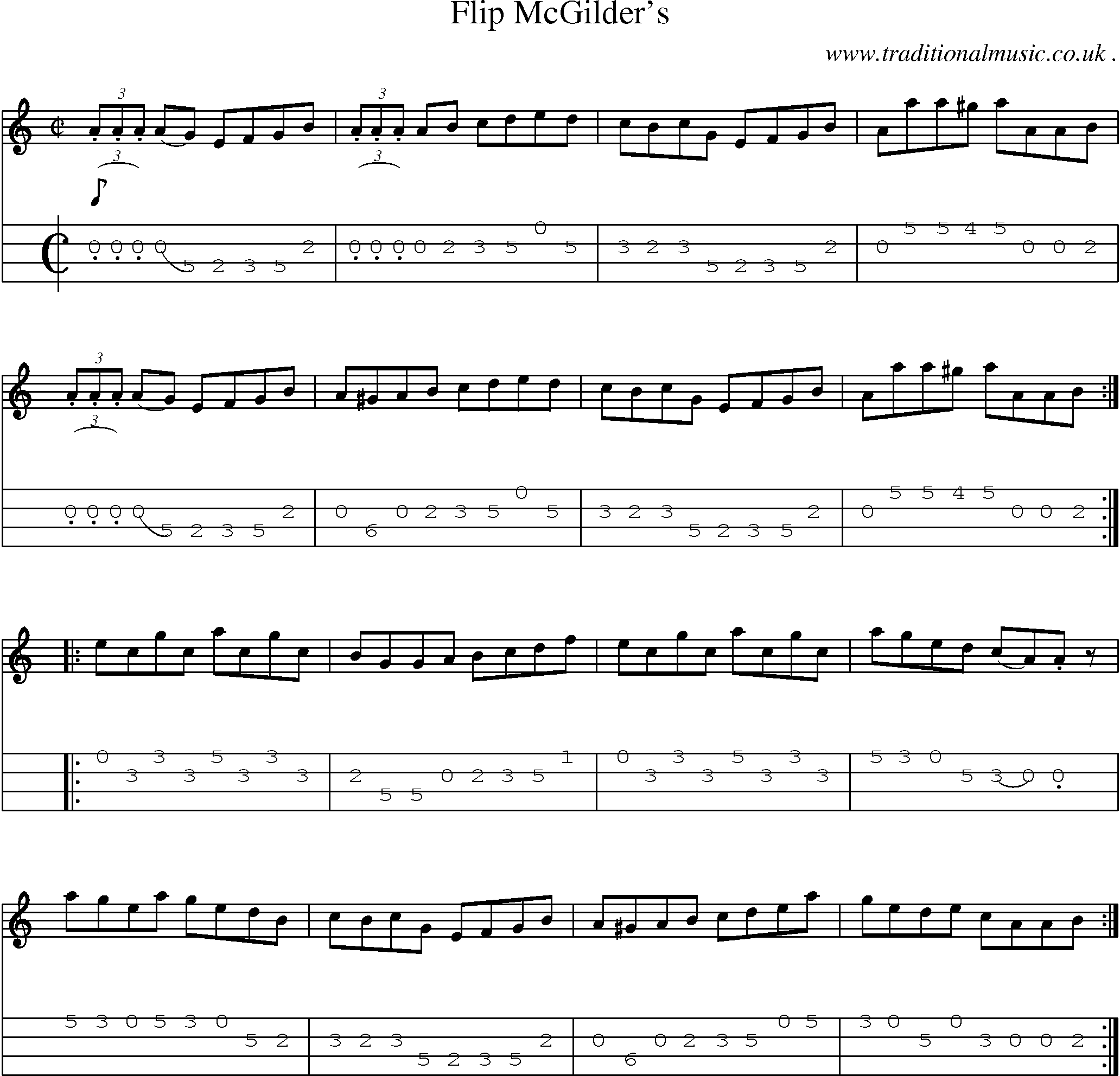 Sheet-Music and Mandolin Tabs for Flip Mcgilders