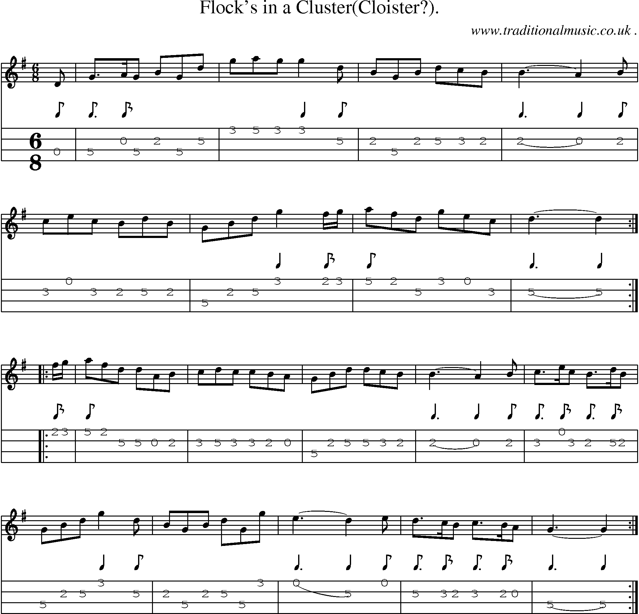 Sheet-Music and Mandolin Tabs for Flocks In A Cluster(cloister)
