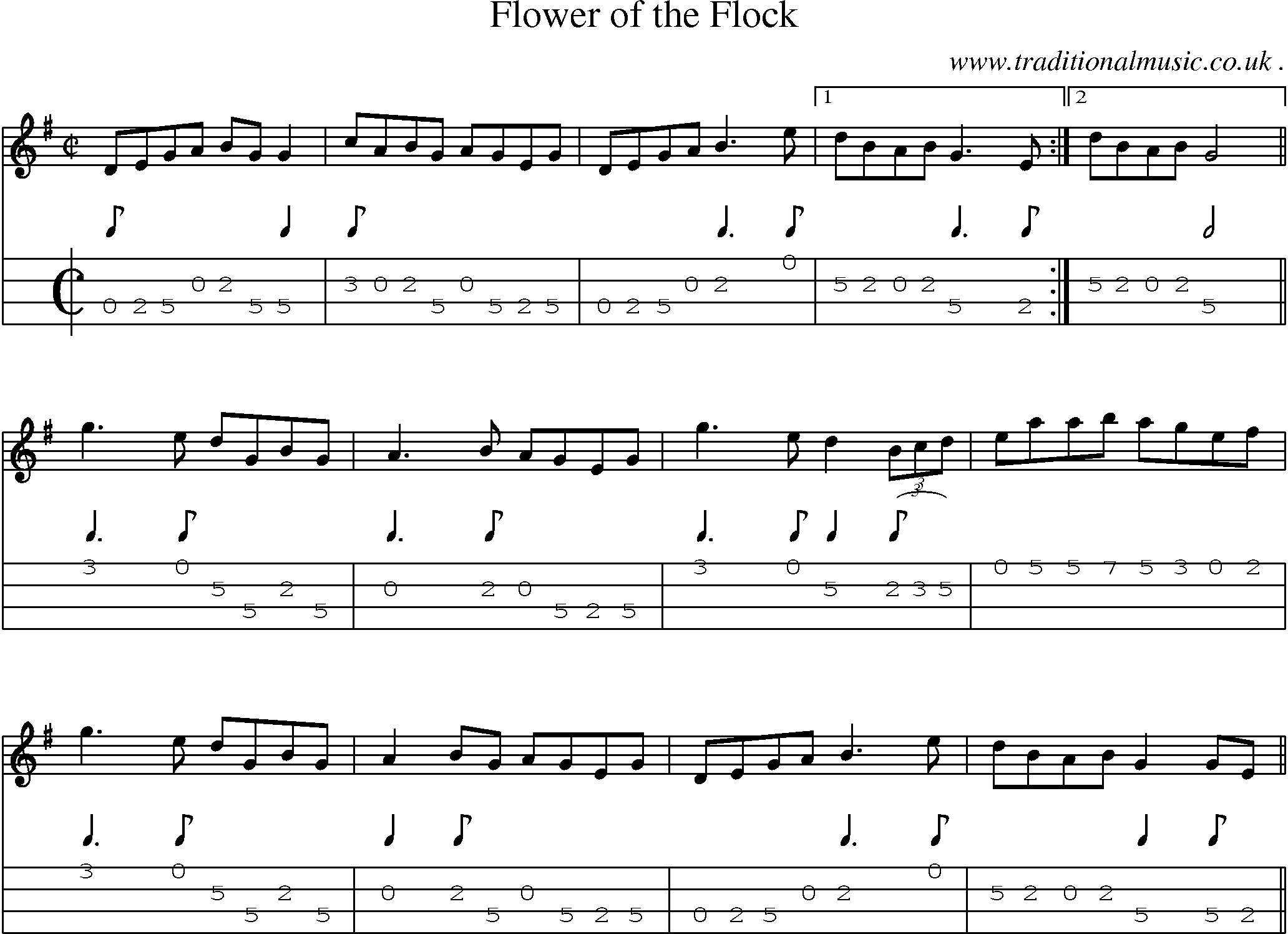 Sheet-Music and Mandolin Tabs for Flower Of The Flock