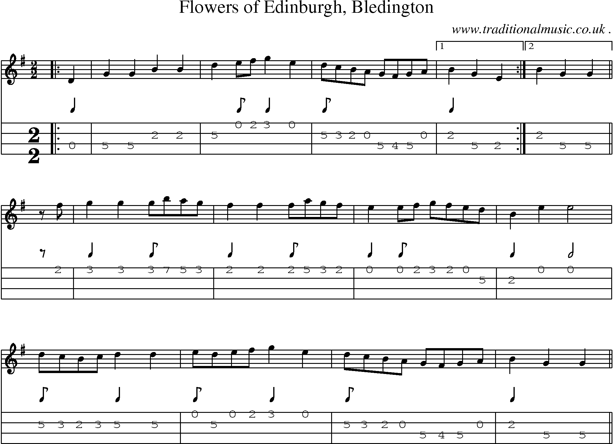Sheet-Music and Mandolin Tabs for Flowers Of Edinburgh Bledington