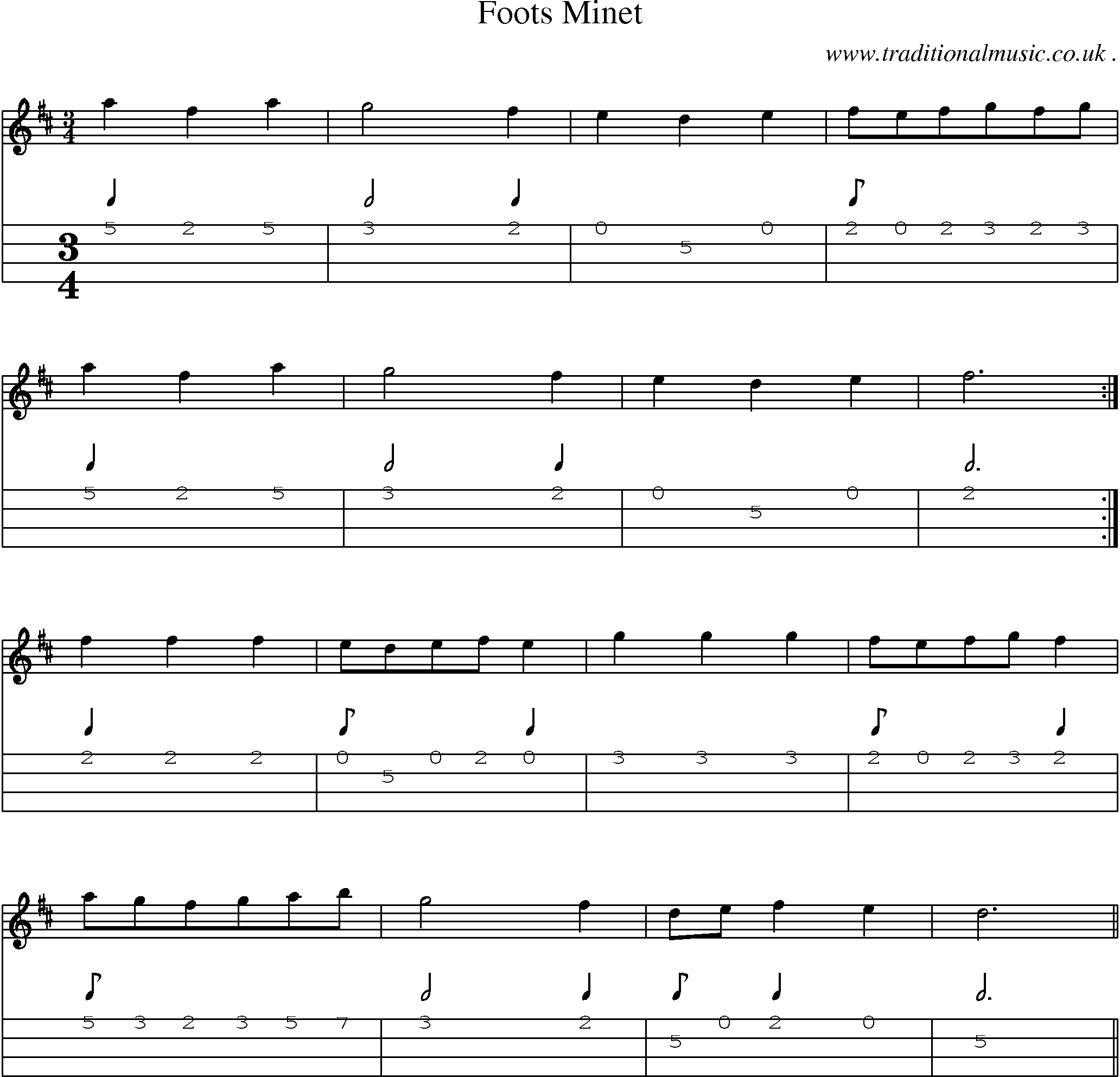 Sheet-Music and Mandolin Tabs for Foots Minet
