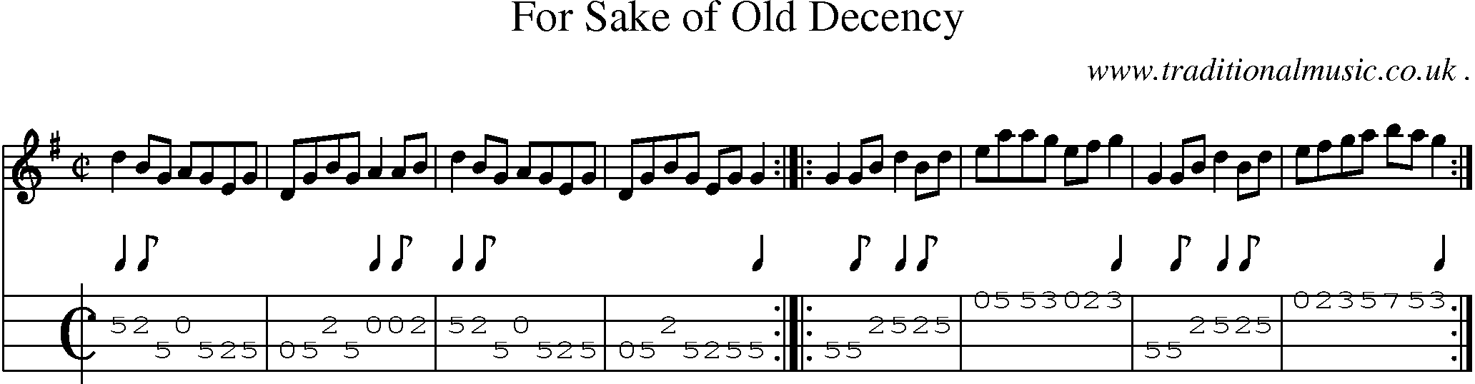 Sheet-Music and Mandolin Tabs for For Sake Of Old Decency