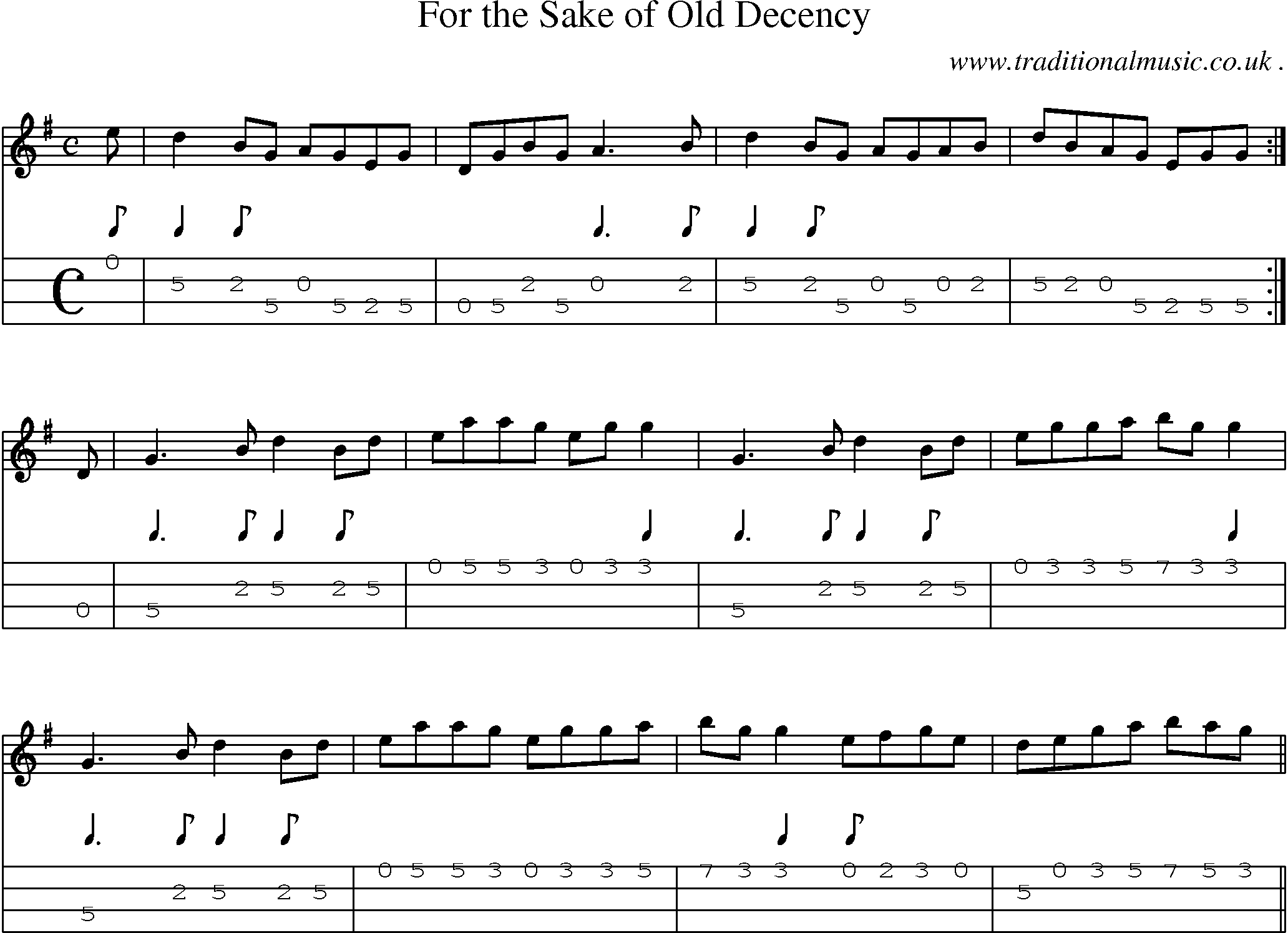 Sheet-Music and Mandolin Tabs for For The Sake Of Old Decency