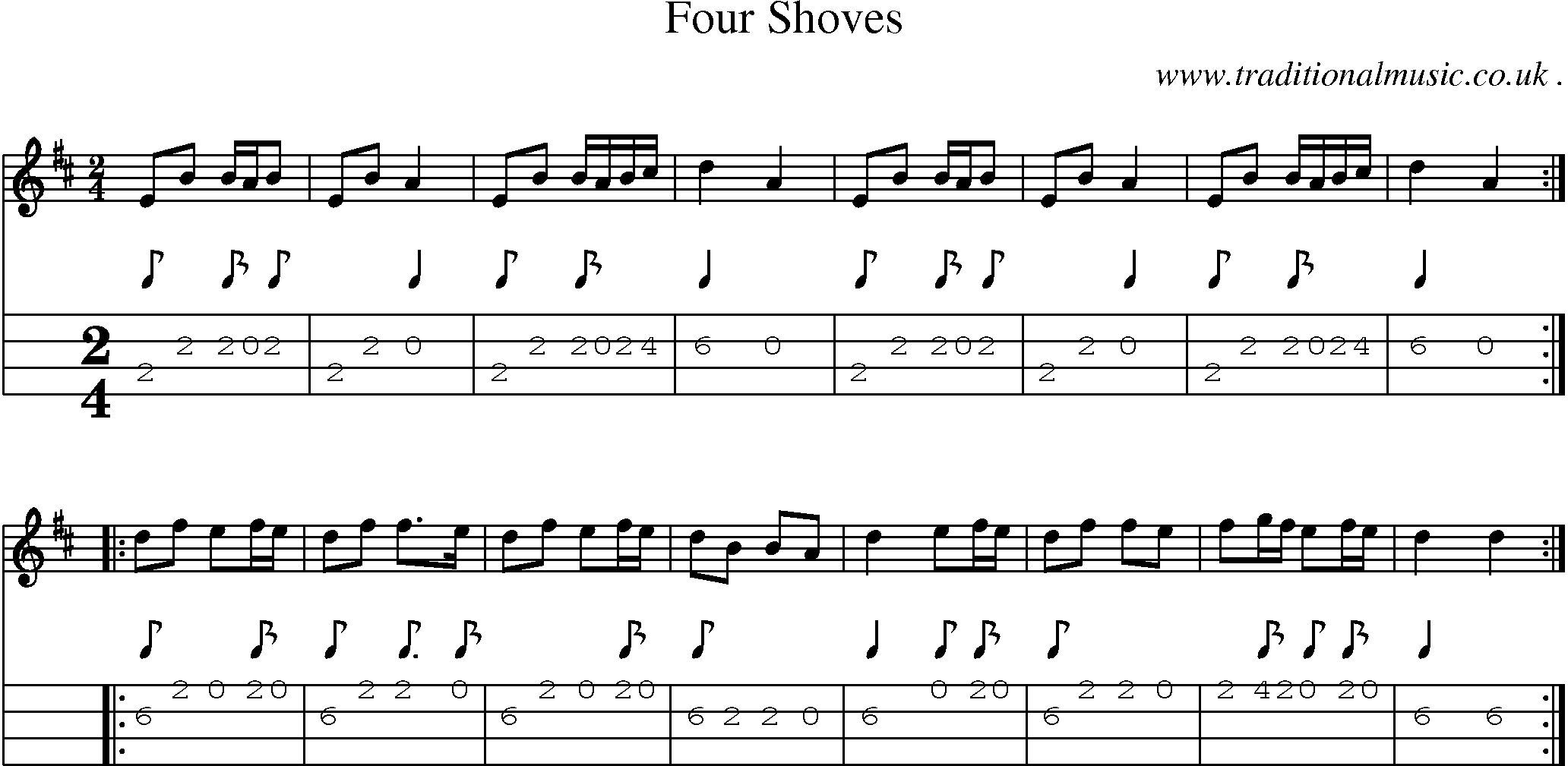 Sheet-Music and Mandolin Tabs for Four Shoves
