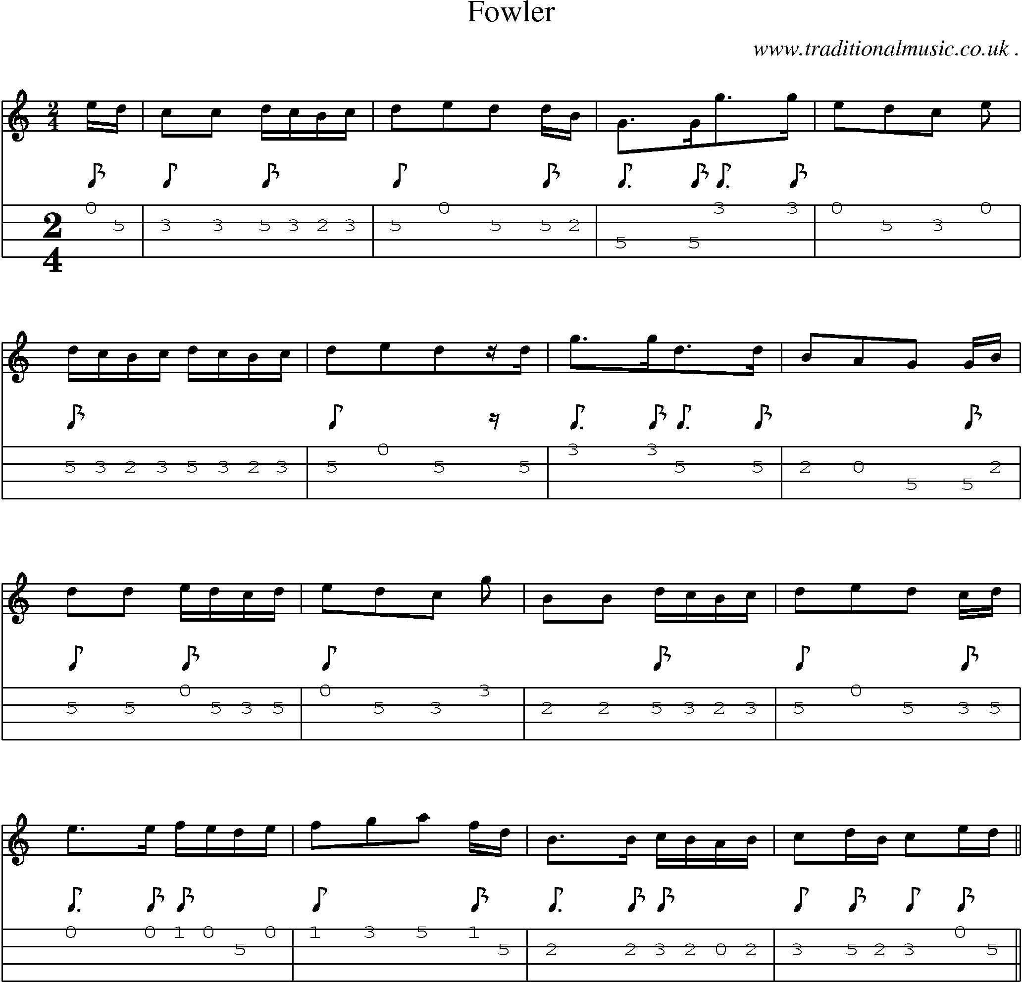 Sheet-Music and Mandolin Tabs for Fowler