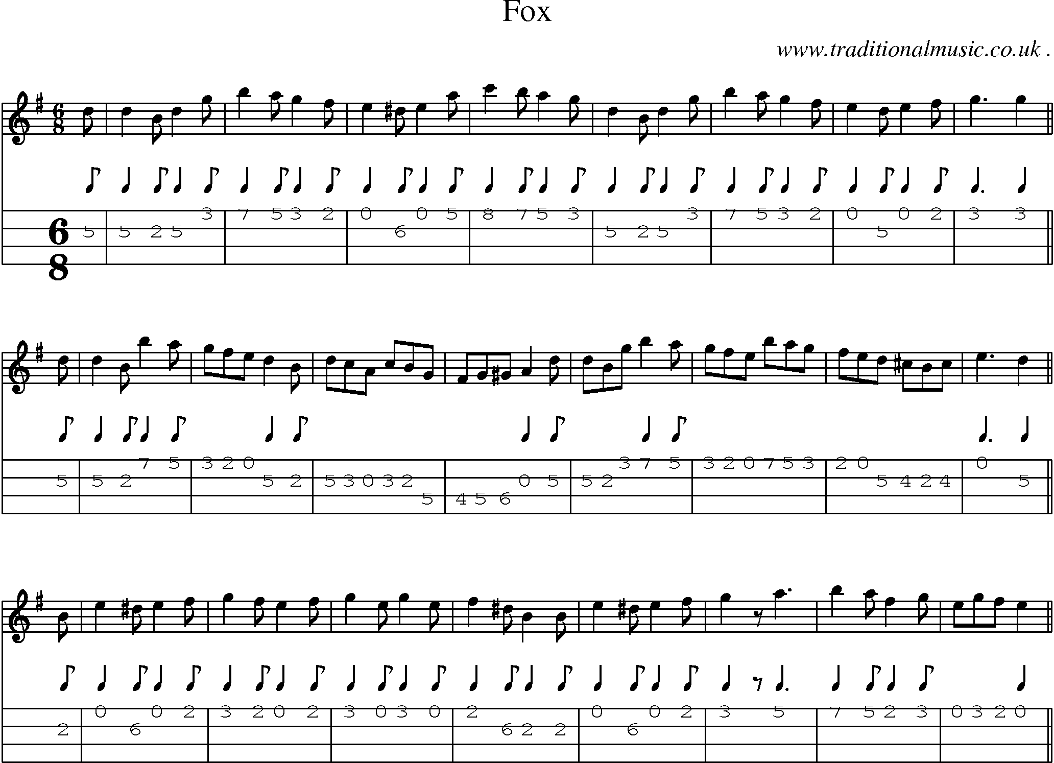 Sheet-Music and Mandolin Tabs for Fox