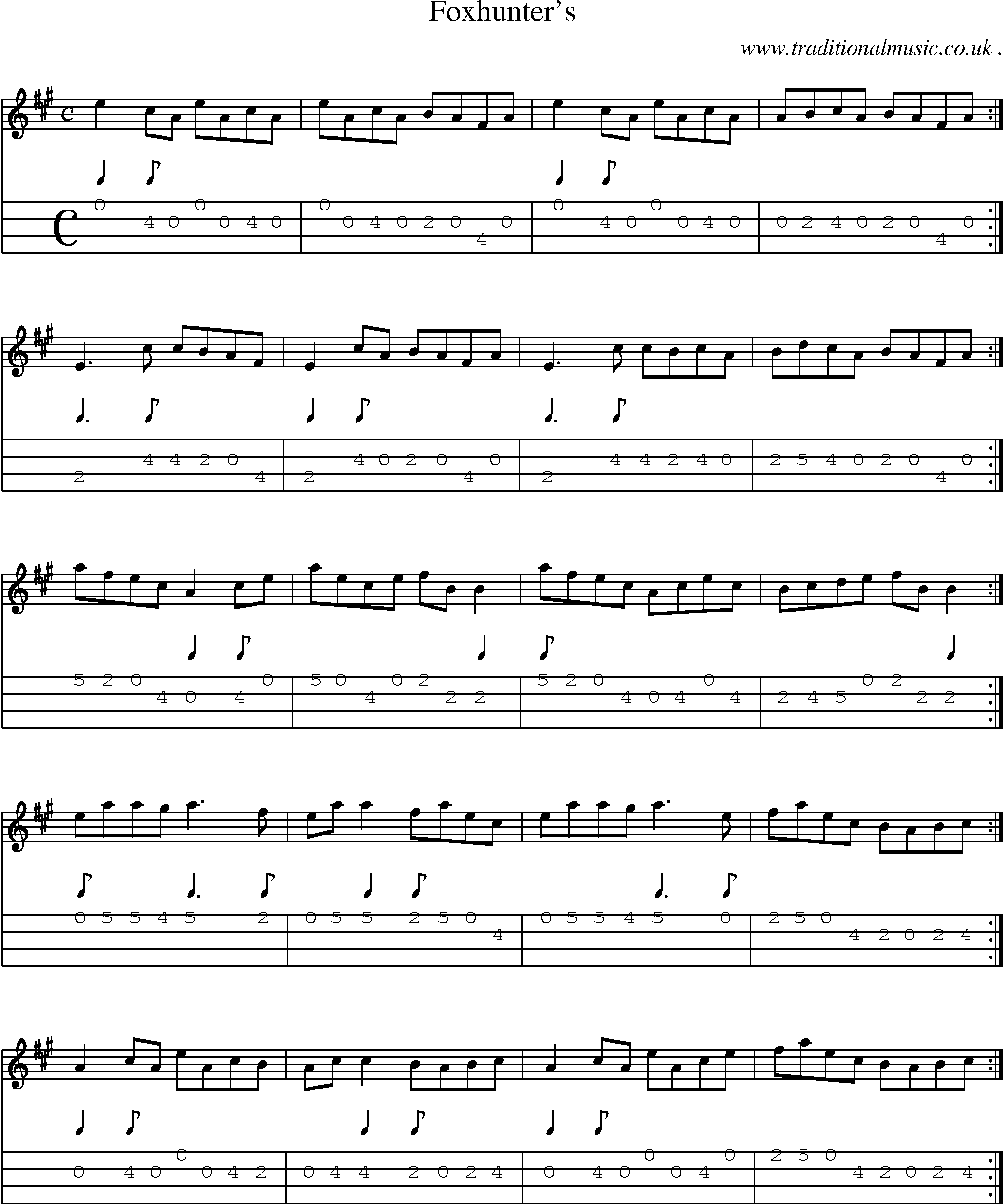 Sheet-Music and Mandolin Tabs for Foxhunters