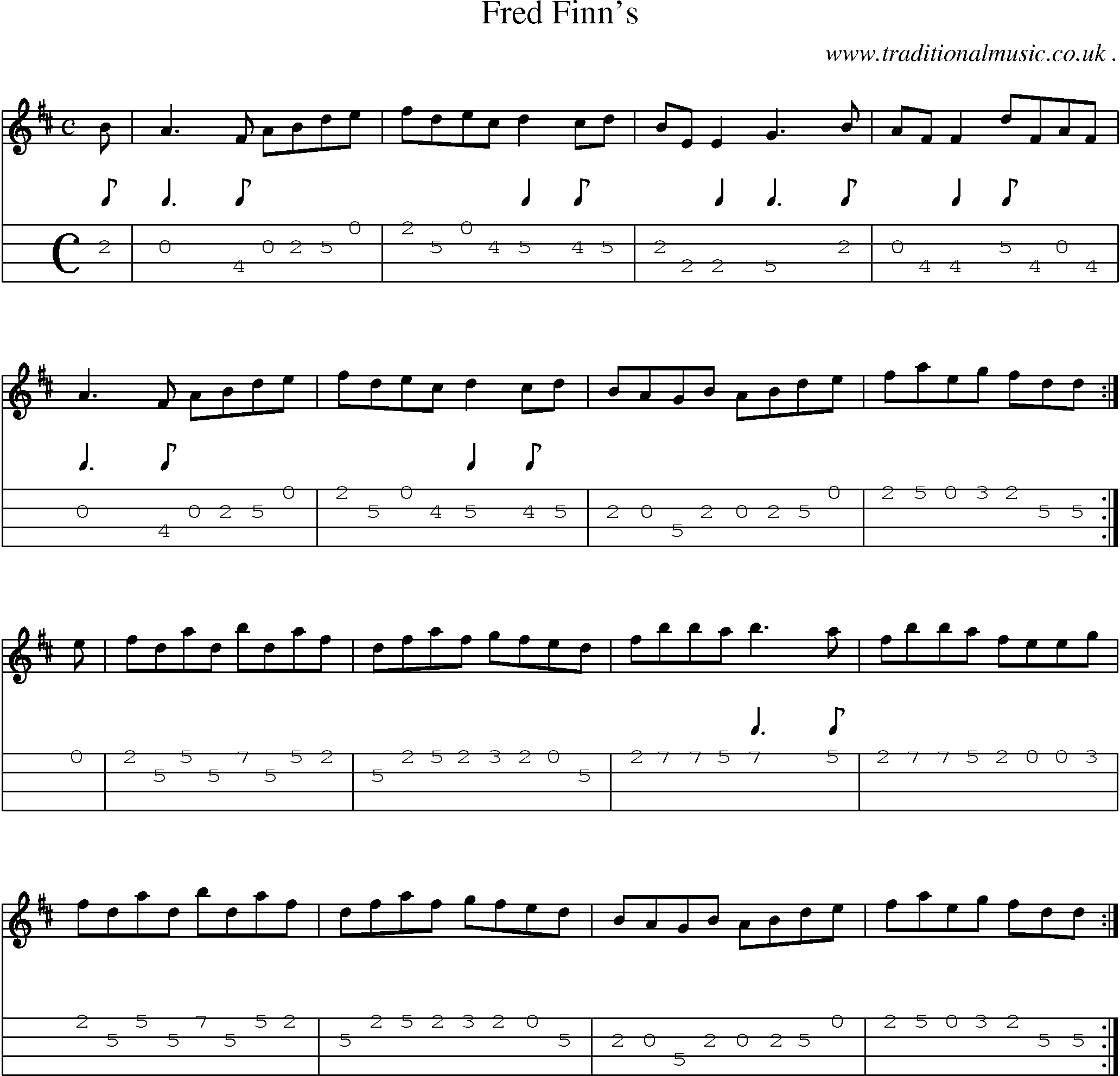 Sheet-Music and Mandolin Tabs for Fred Finns