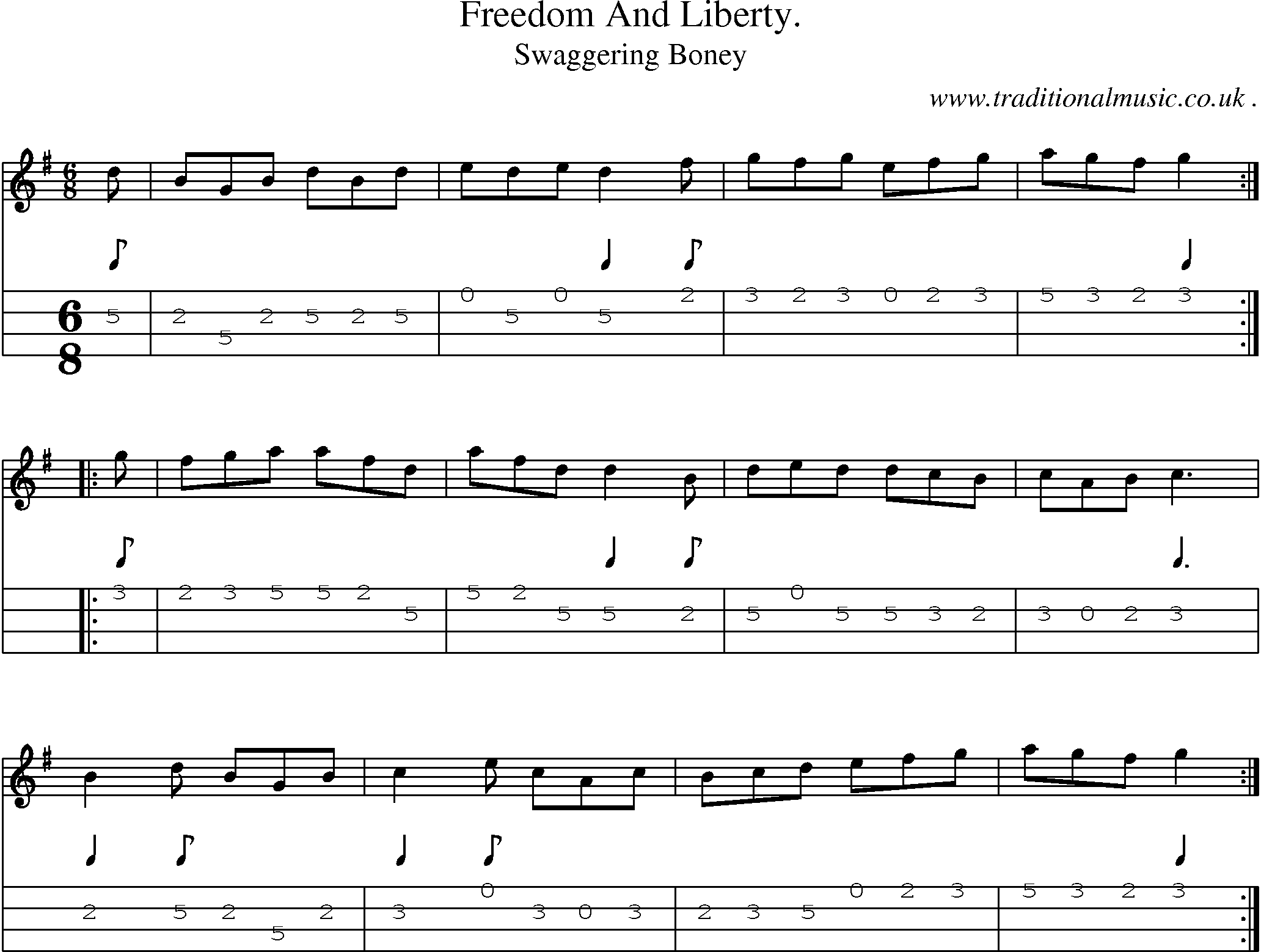 Sheet-Music and Mandolin Tabs for Freedom And Liberty