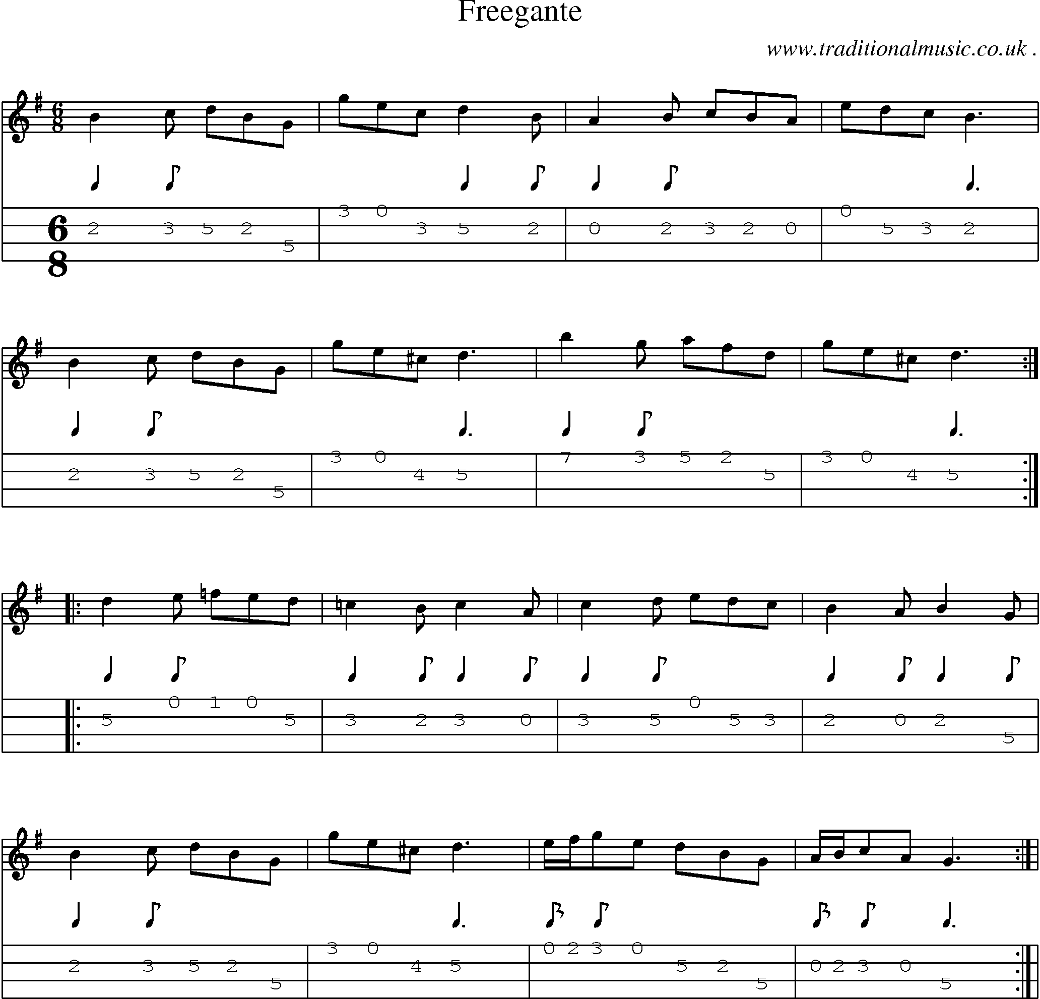 Sheet-Music and Mandolin Tabs for Freegante