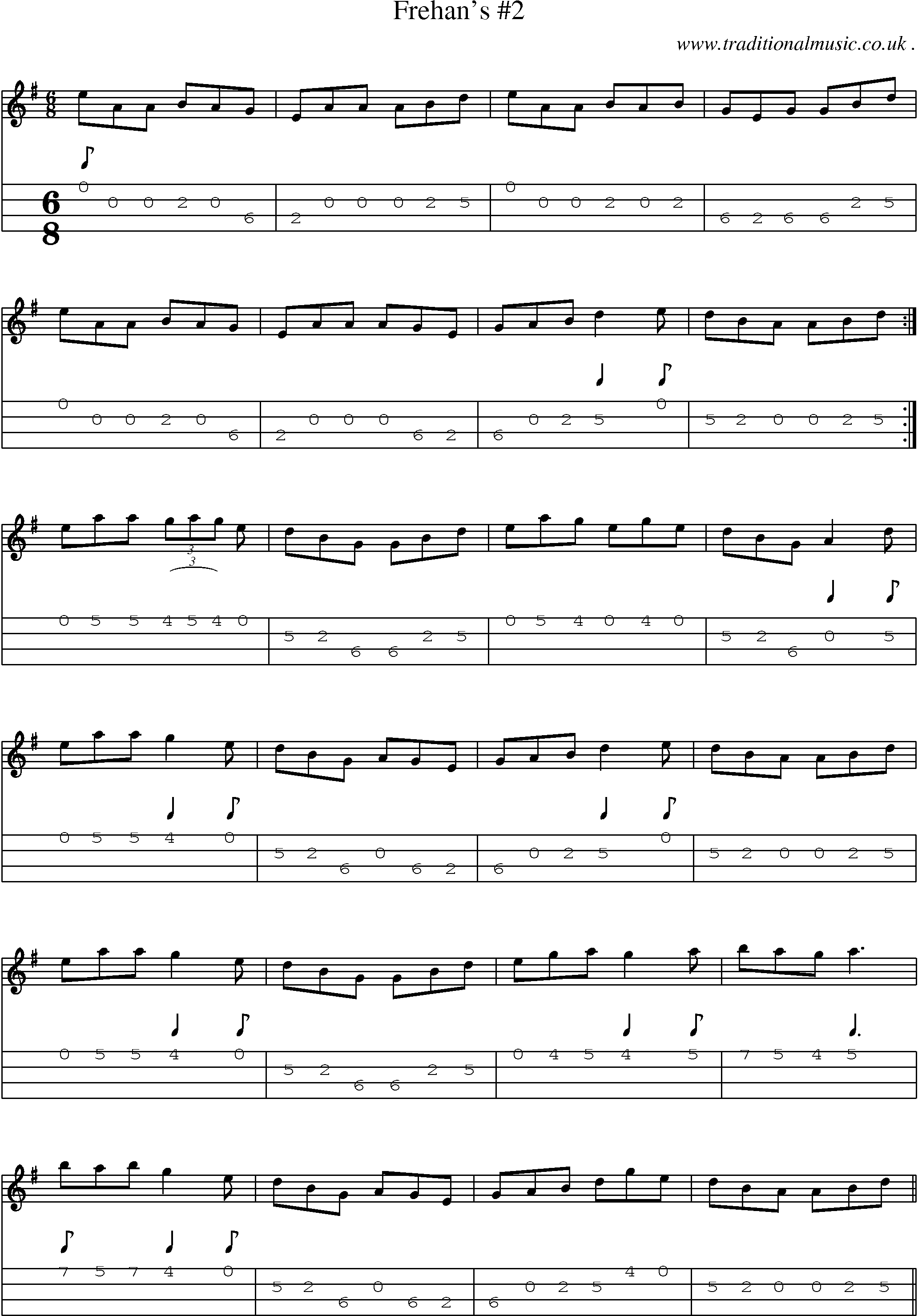 Sheet-Music and Mandolin Tabs for Frehans 2