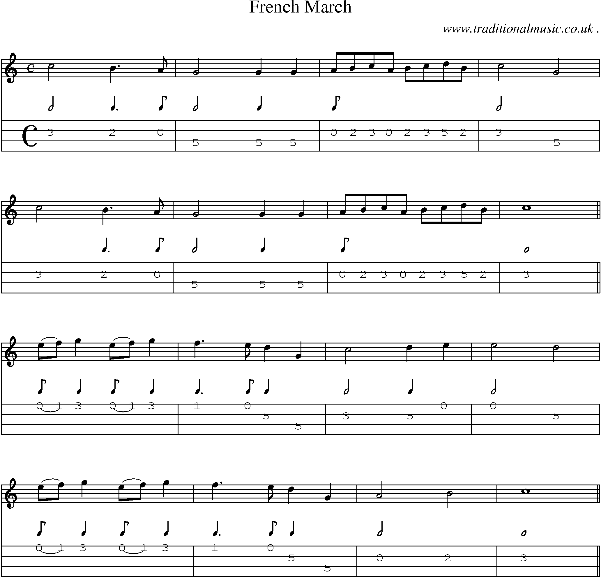 Sheet-Music and Mandolin Tabs for French March