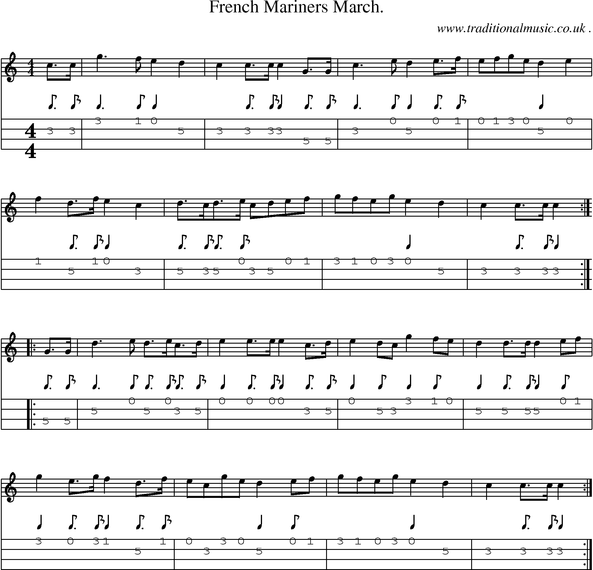 Sheet-Music and Mandolin Tabs for French Mariners March