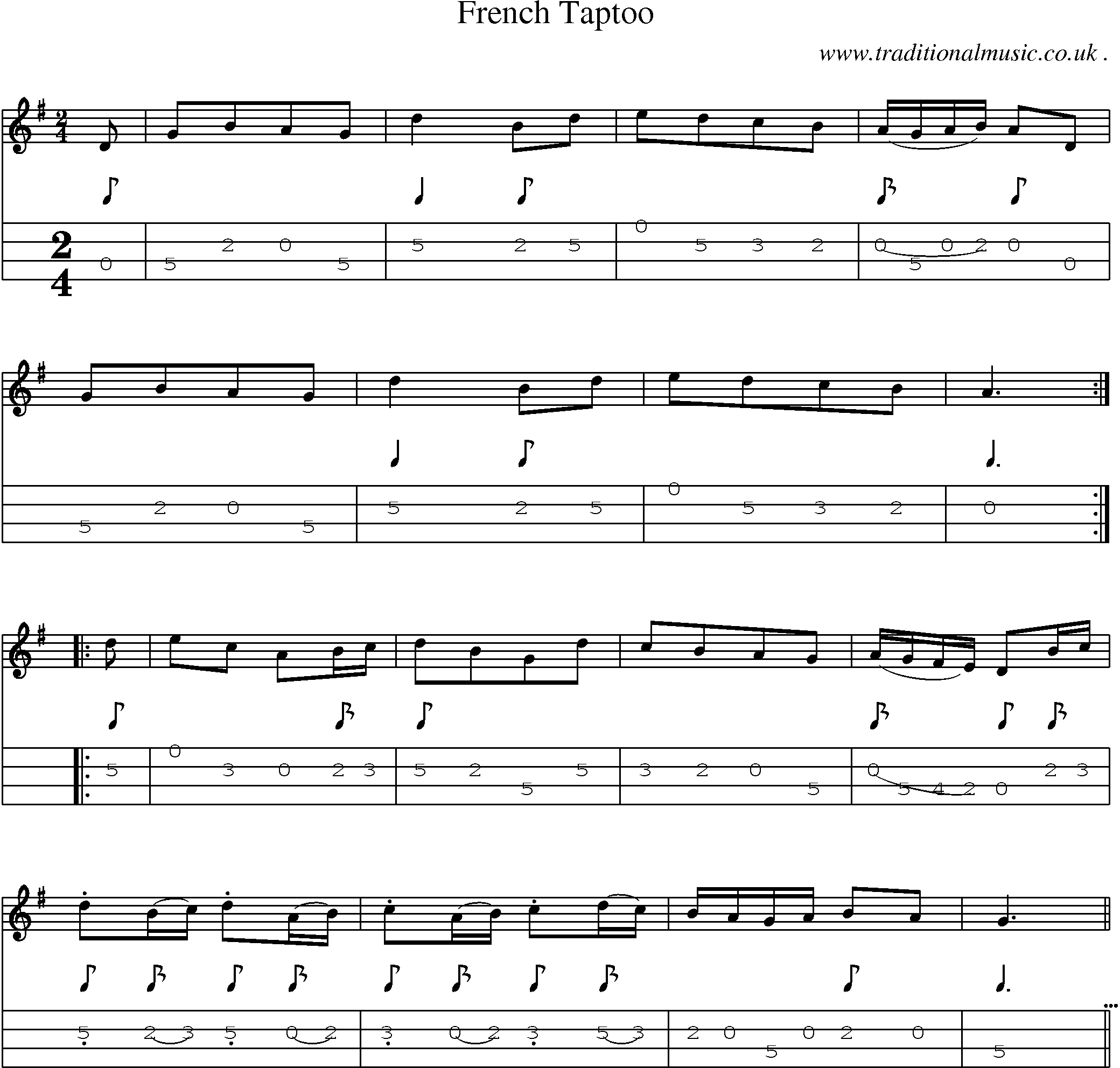 Sheet-Music and Mandolin Tabs for French Taptoo