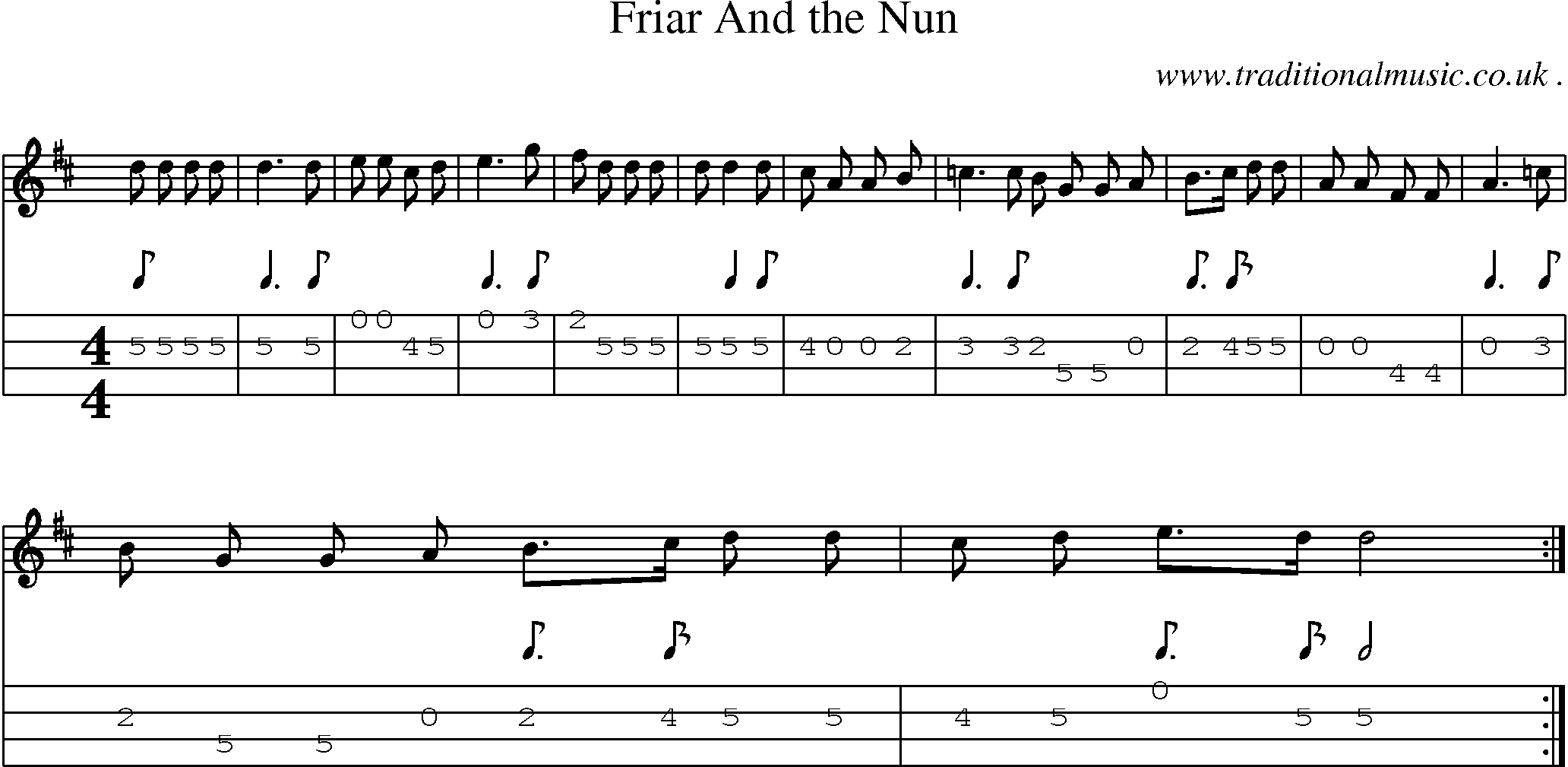 Sheet-Music and Mandolin Tabs for Friar And The Nun