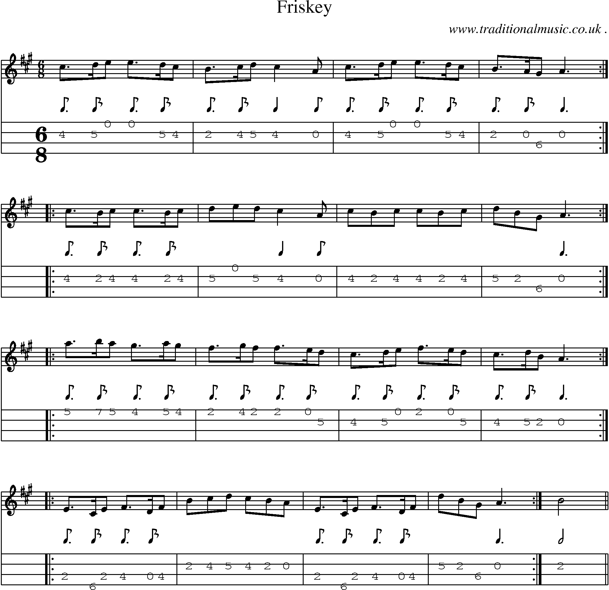 Sheet-Music and Mandolin Tabs for Friskey