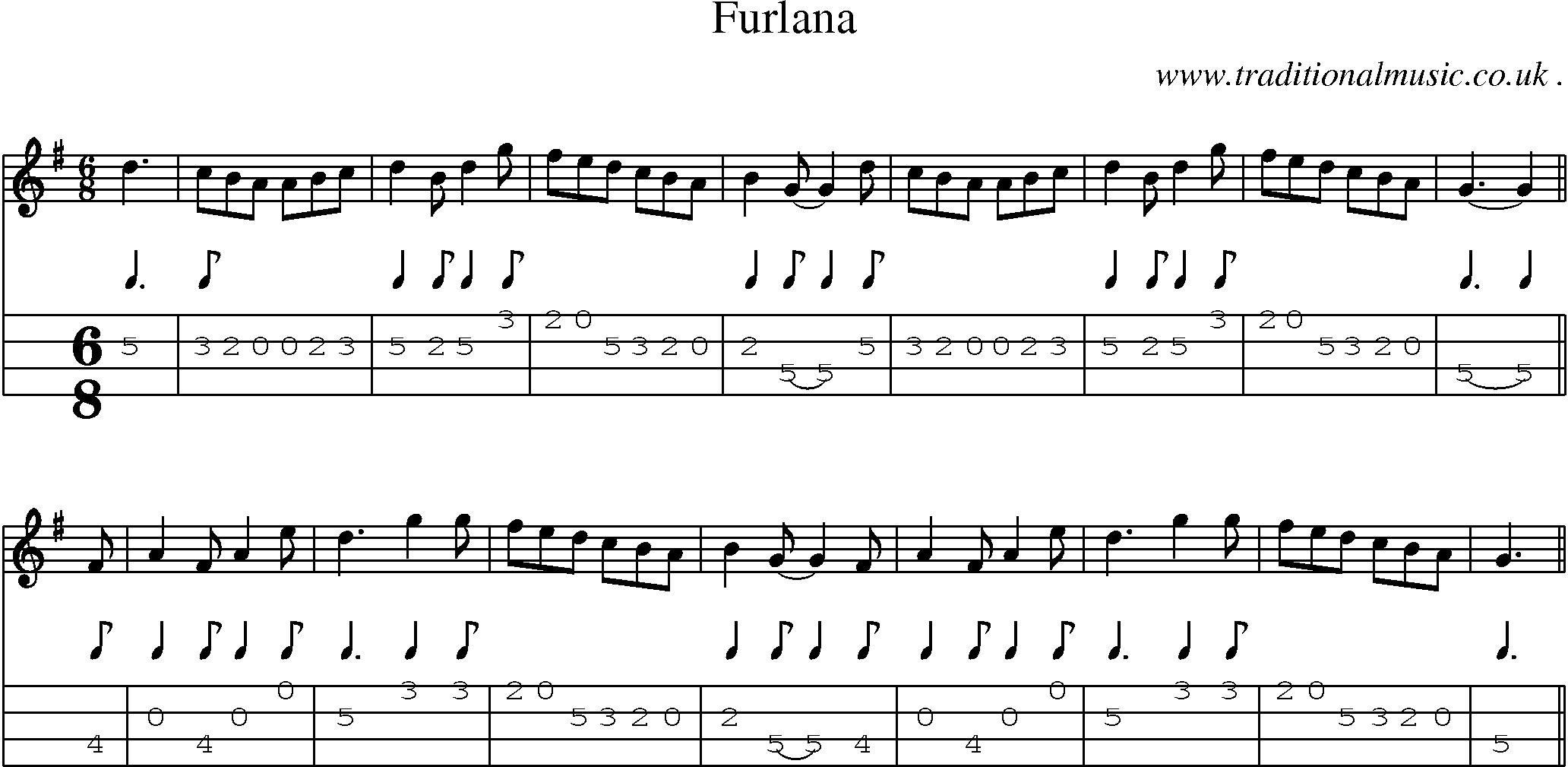 Sheet-Music and Mandolin Tabs for Furlana
