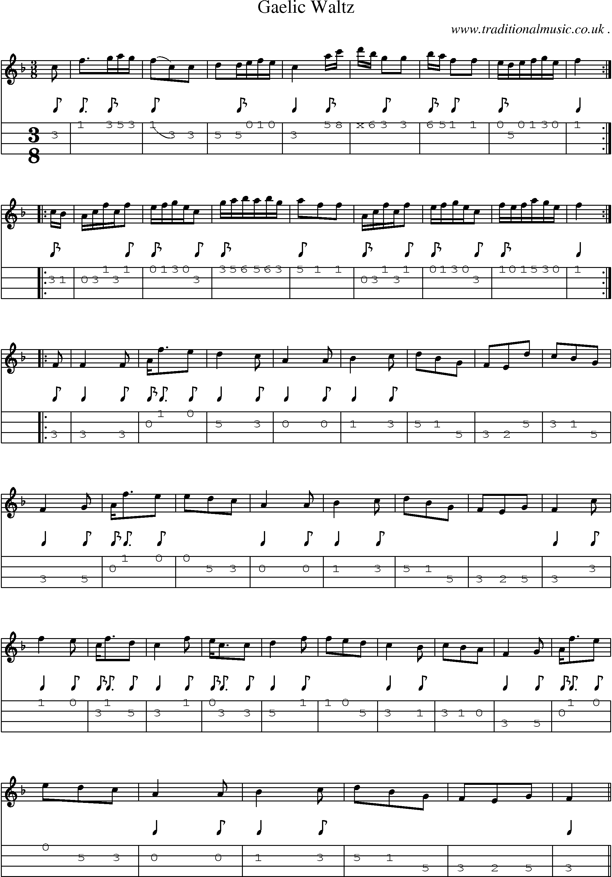 Sheet-Music and Mandolin Tabs for Gaelic Waltz