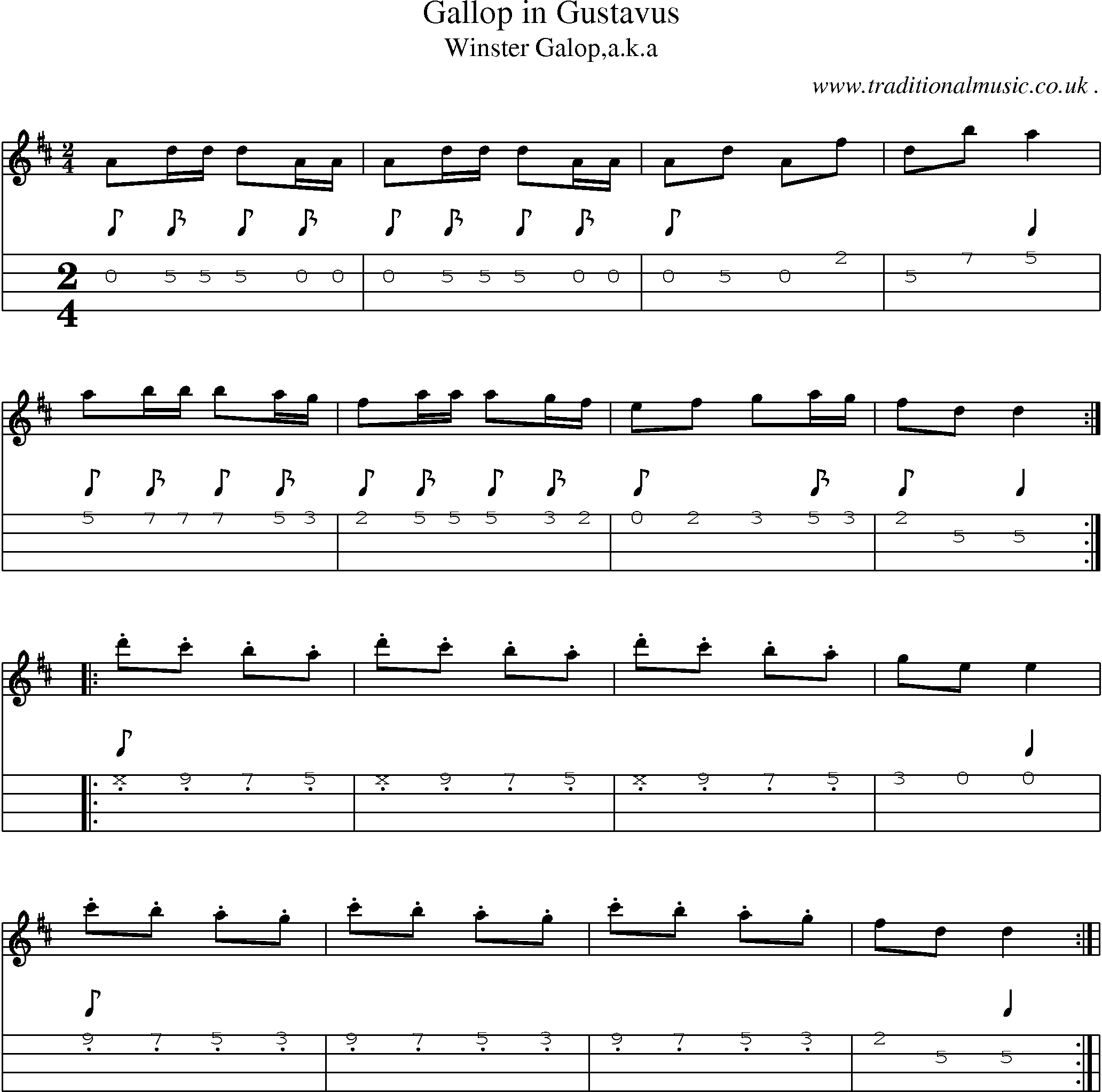 Sheet-Music and Mandolin Tabs for Gallop In Gustavus