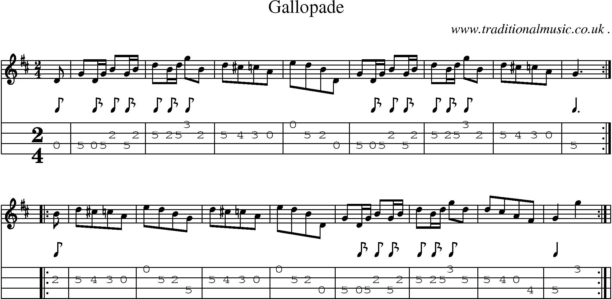 Sheet-Music and Mandolin Tabs for Gallopade