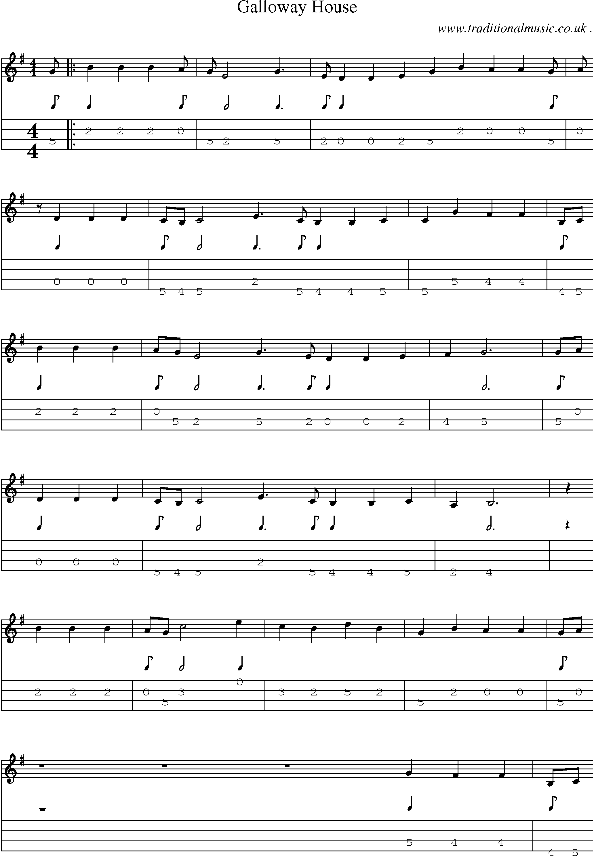 Sheet-Music and Mandolin Tabs for Galloway House