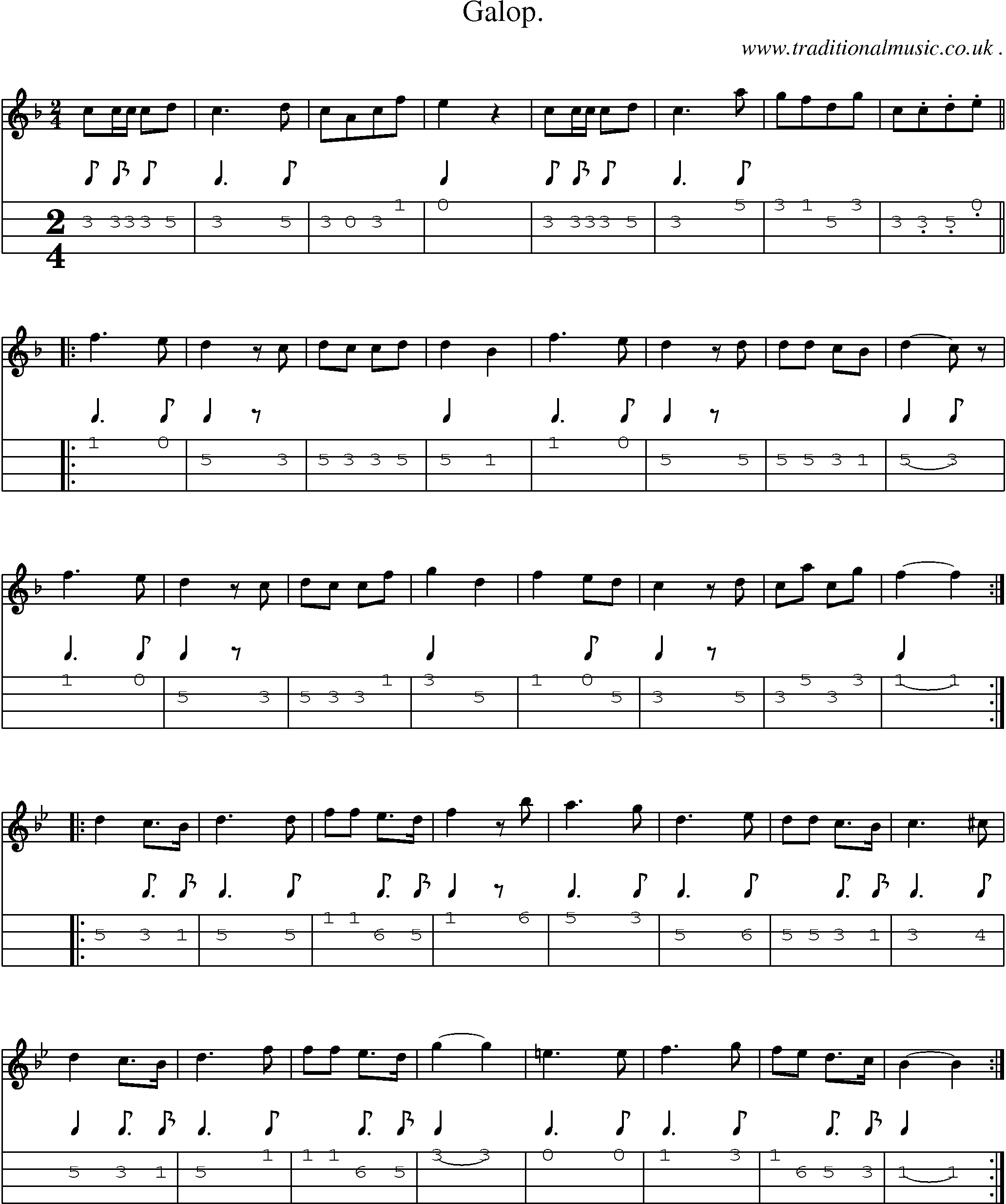 Sheet-Music and Mandolin Tabs for Galop