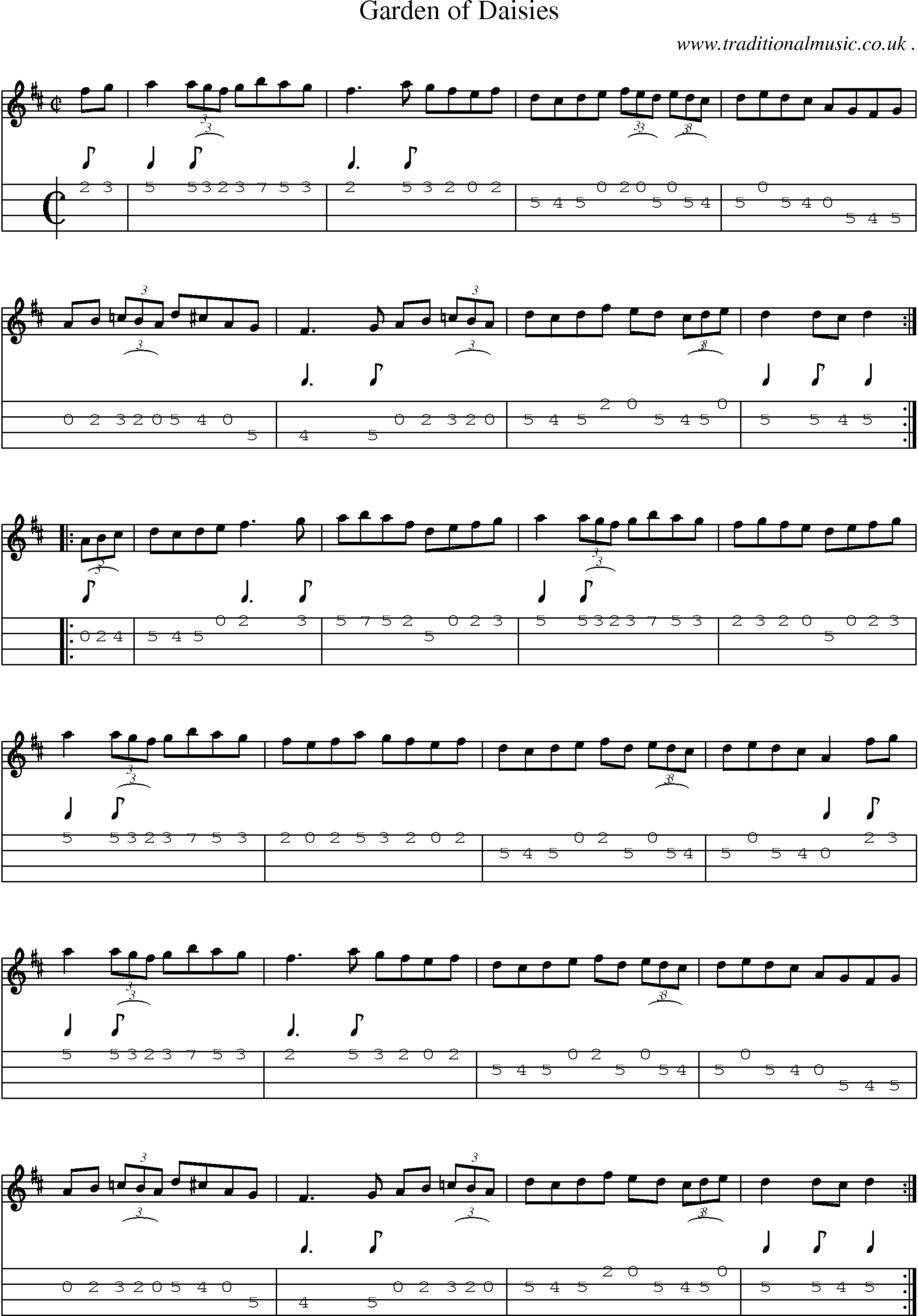 Sheet-Music and Mandolin Tabs for Garden Of Daisies