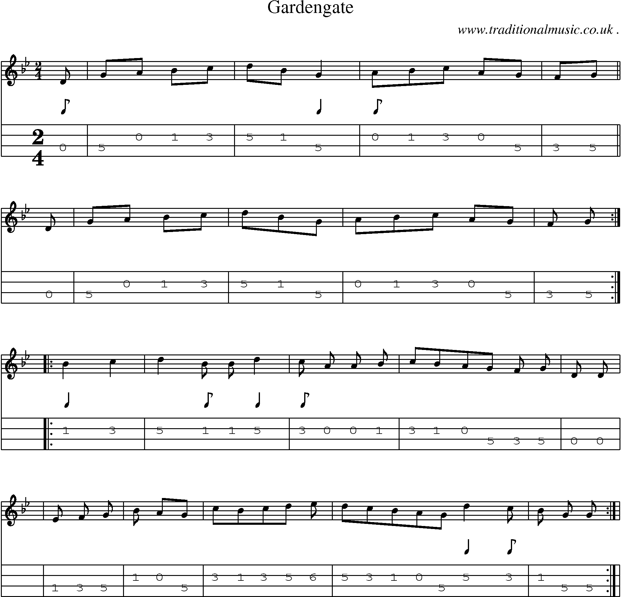 Sheet-Music and Mandolin Tabs for Gardengate