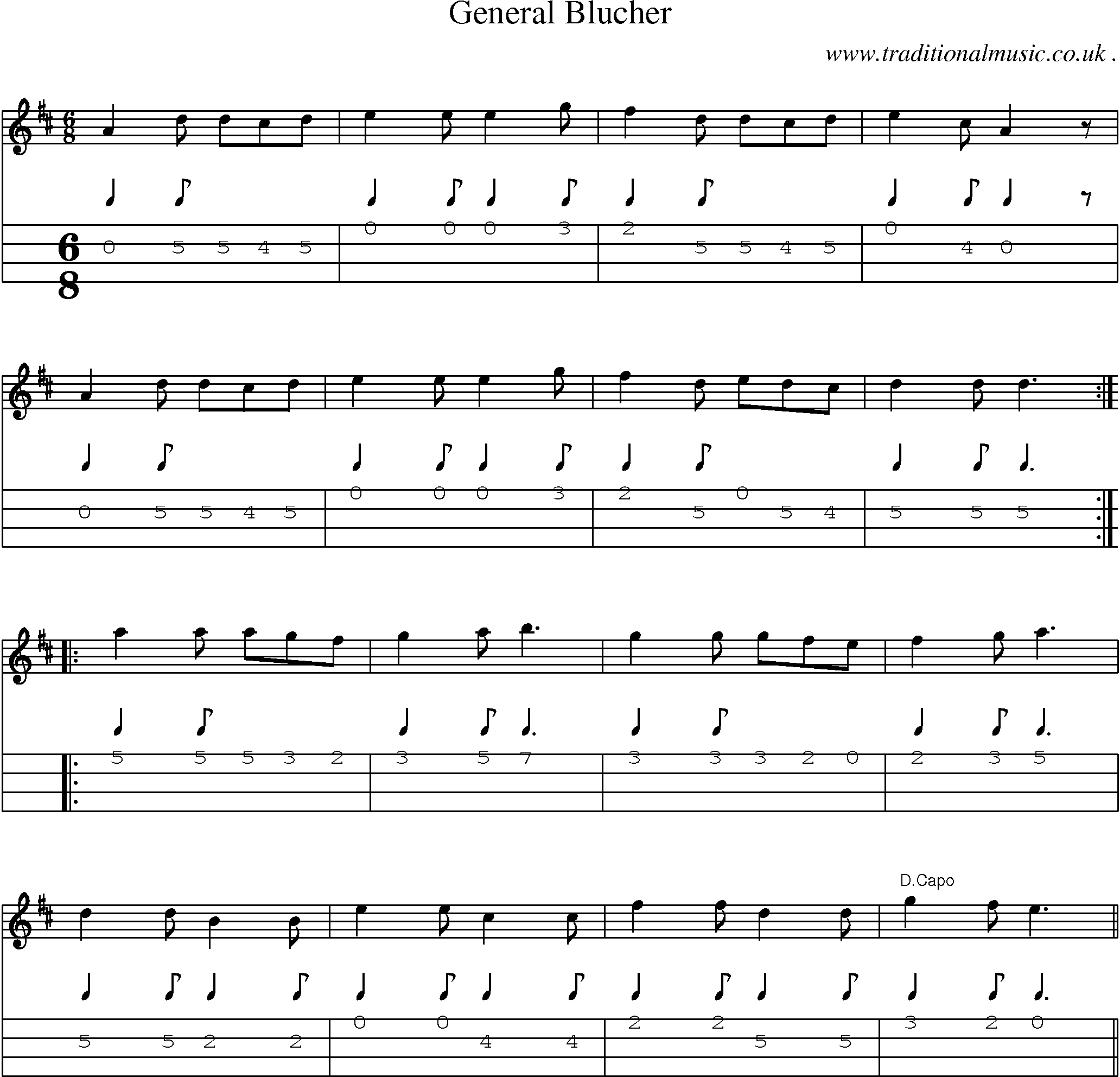 Sheet-Music and Mandolin Tabs for General Blucher