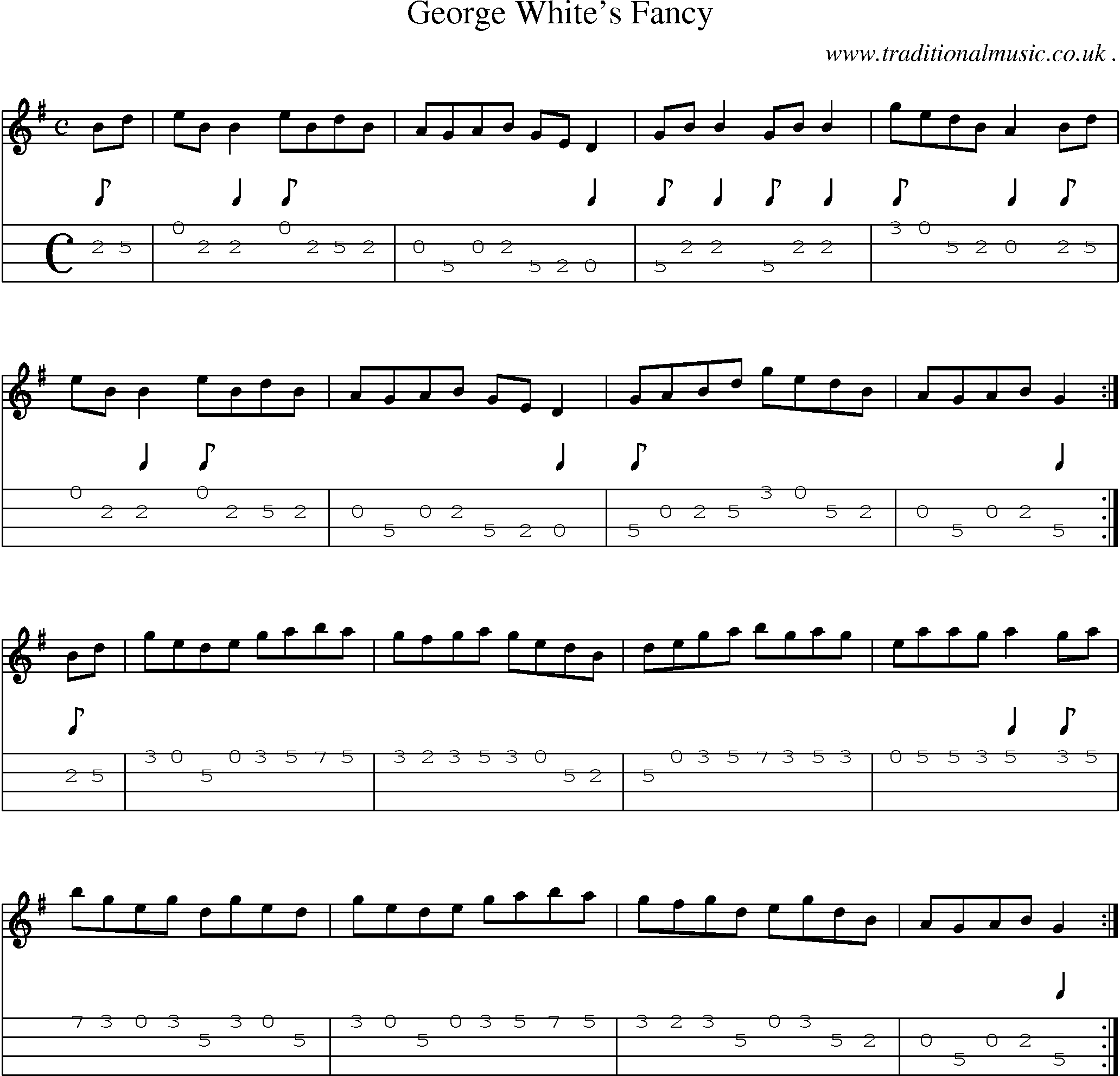 Sheet-Music and Mandolin Tabs for George Whites Fancy