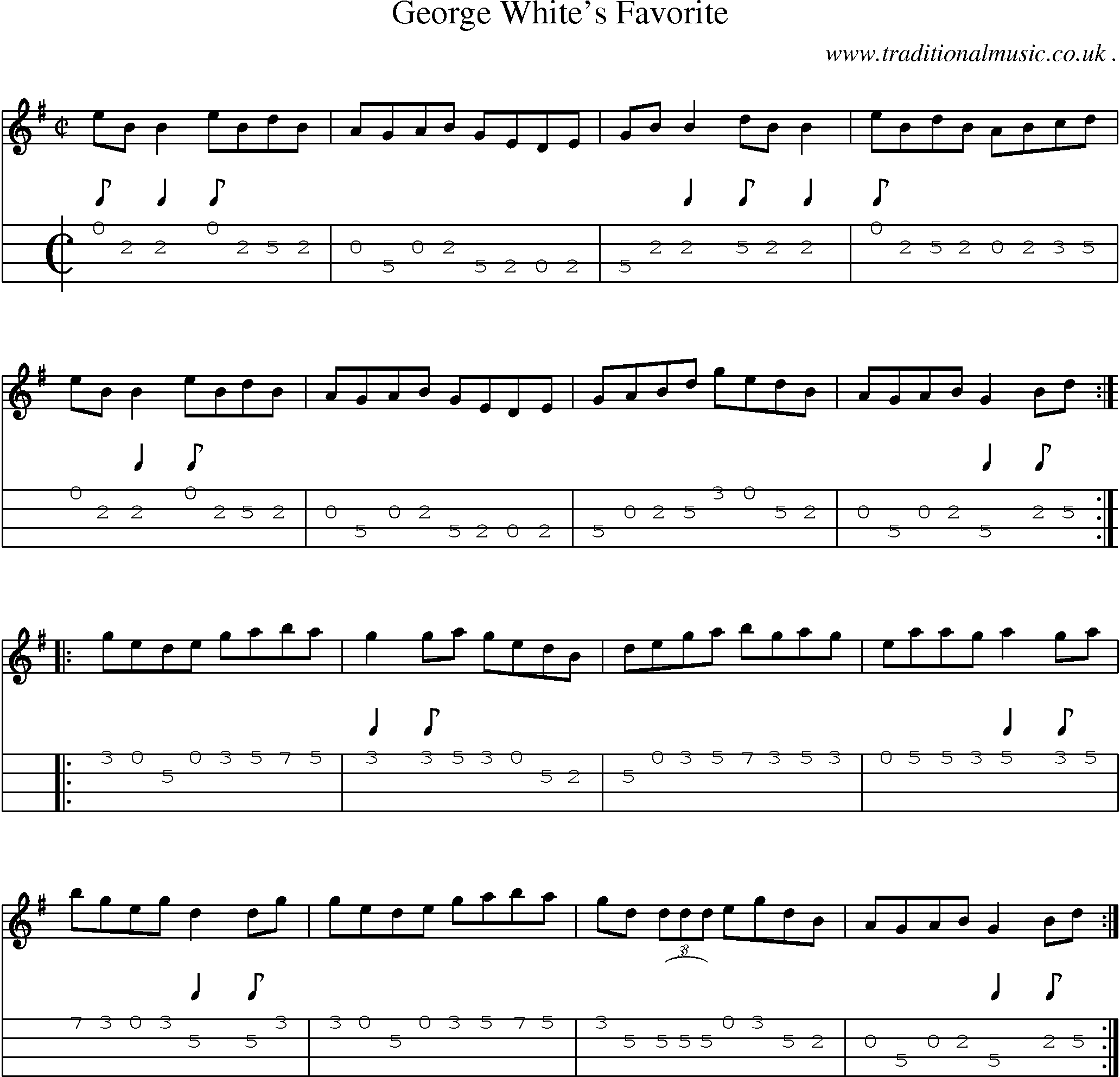 Sheet-Music and Mandolin Tabs for George Whites Favorite