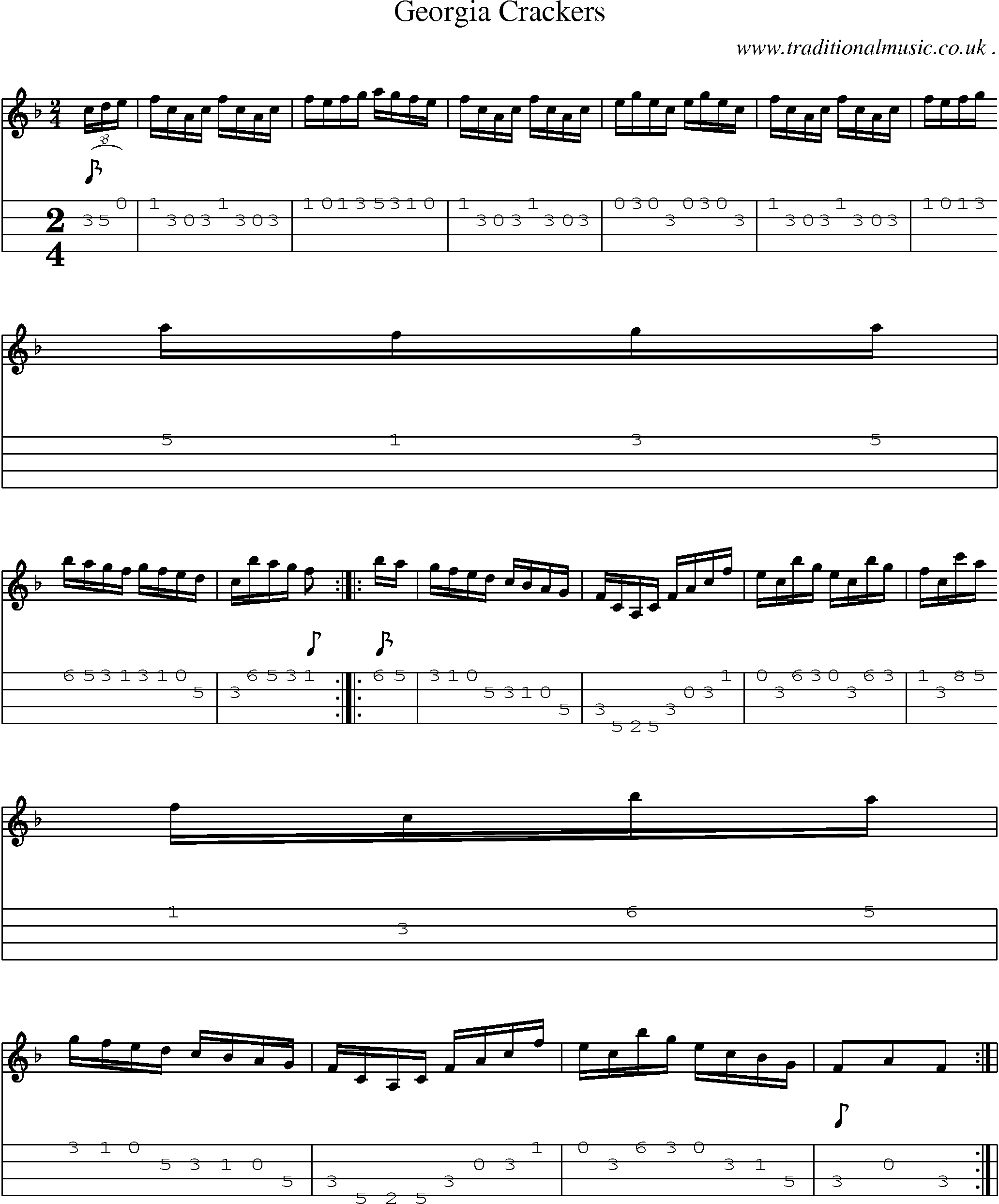 Sheet-Music and Mandolin Tabs for Georgia Crackers
